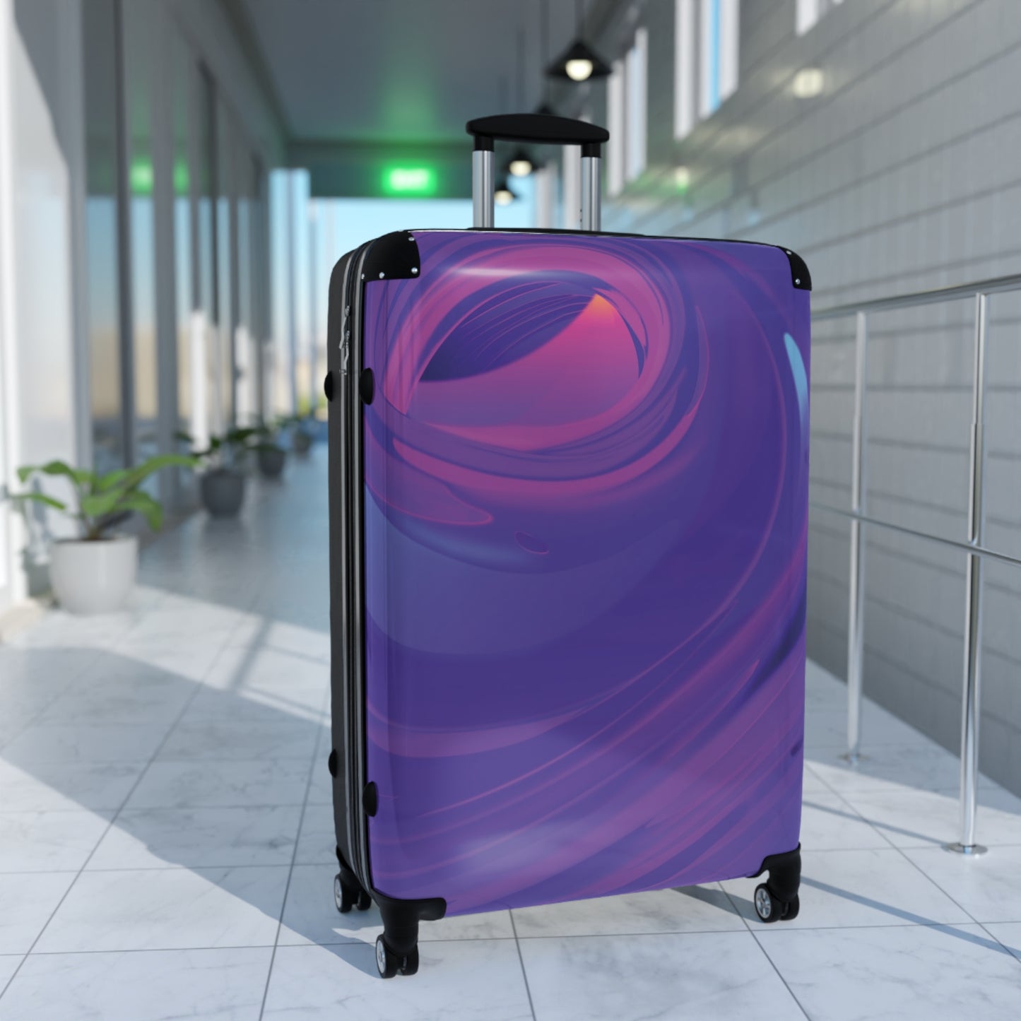 Abstract Purple Carry-On Suitcase - Stylish Luggage for Travelers