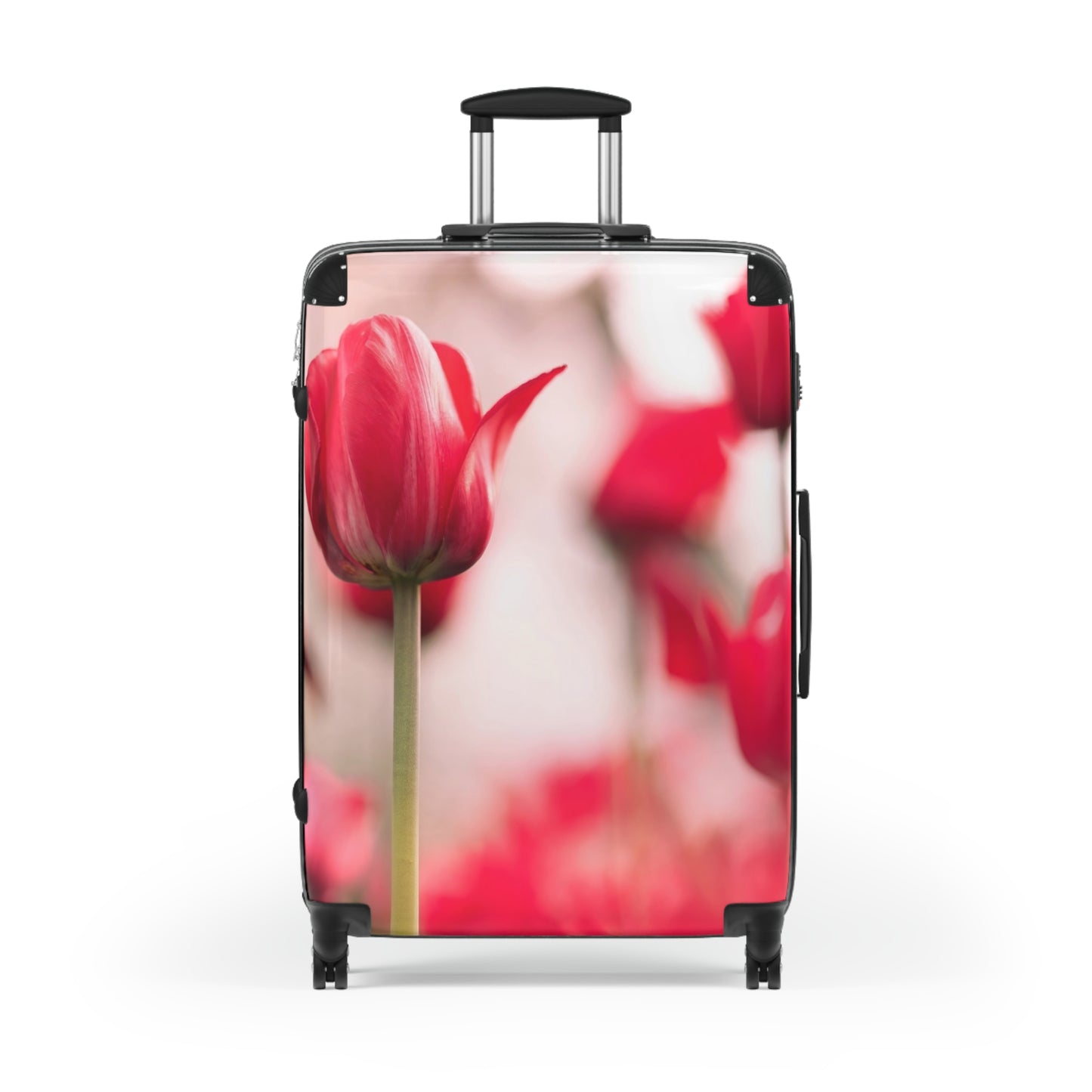 Nature Flowers Floral Field of Red Tulips Art Carry-On Suitcase - Stylish Luggage for Travelers