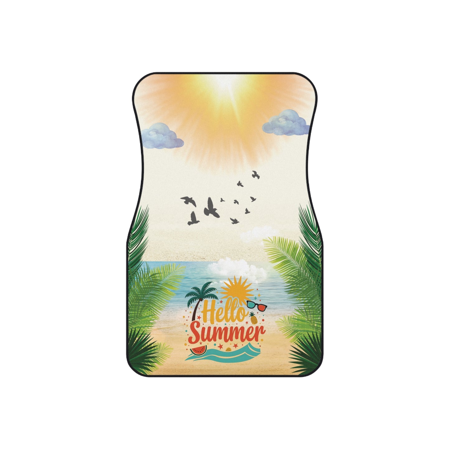 Beach Hello Summer Front Car Mats – Durable, Anti-Slip, Easy to Clean, Vibrant Print