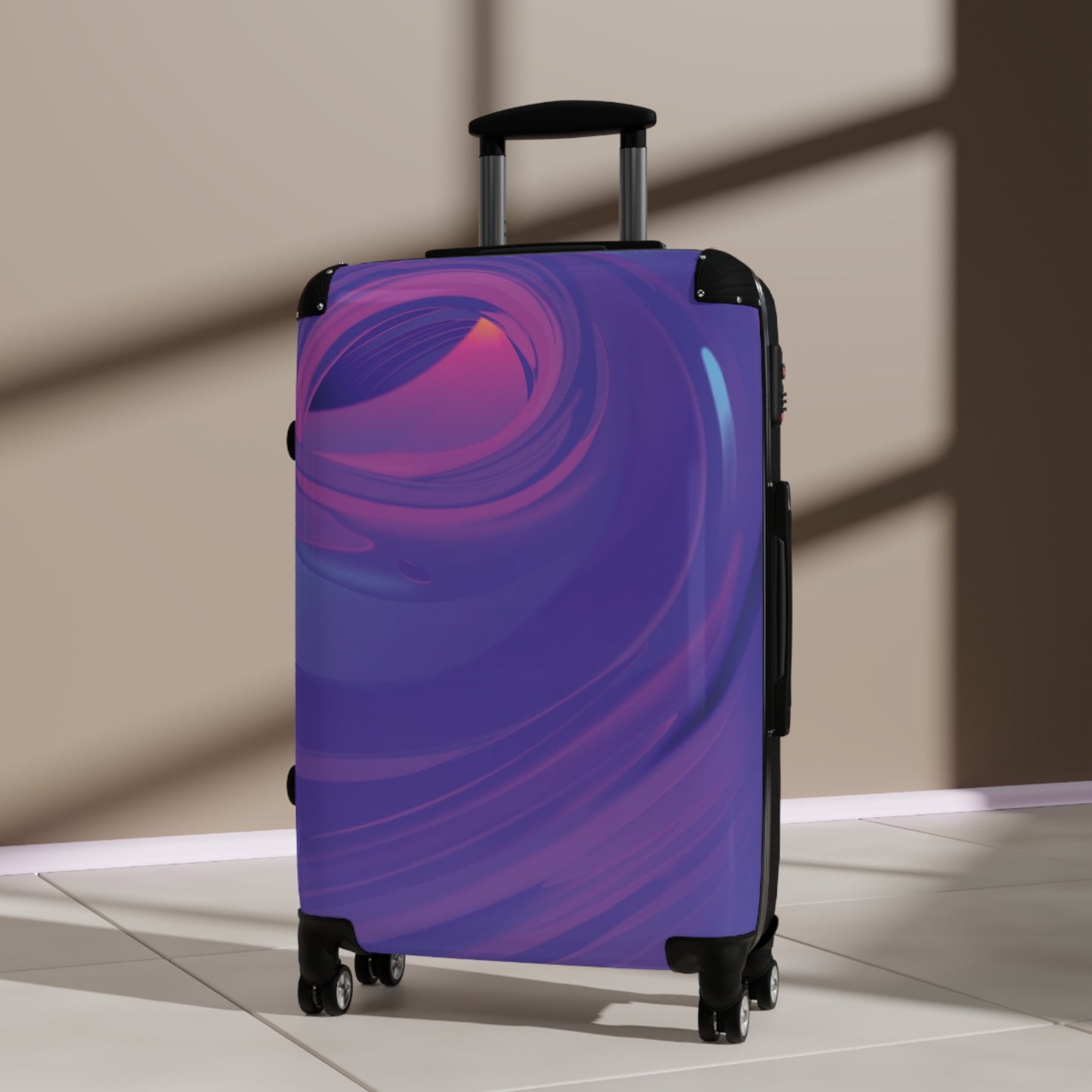 Abstract Purple Carry-On Suitcase - Stylish Luggage for Travelers