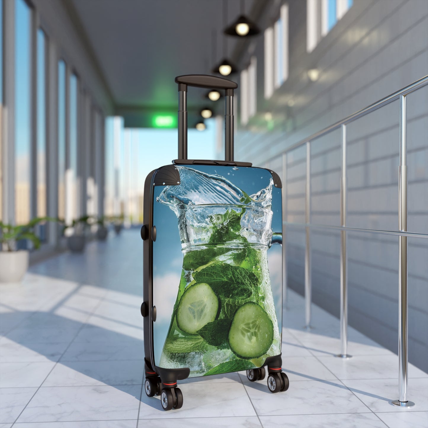 Nature Summer Cucumber and Mint FLoating Carry-On Suitcase - Stylish Luggage for Travelers