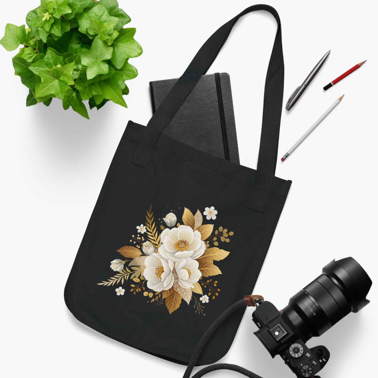 Flowers Bouquet Watercolor Floral Organic Canvas Tote Bag - Eco-Friendly Carryall for Everyday Use