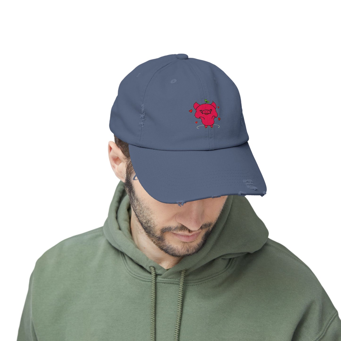 Pig Vintage Distressed Dad Hat Unisex Adjustable Cotton Twill Baseball Cap for Casual Everyday Wear