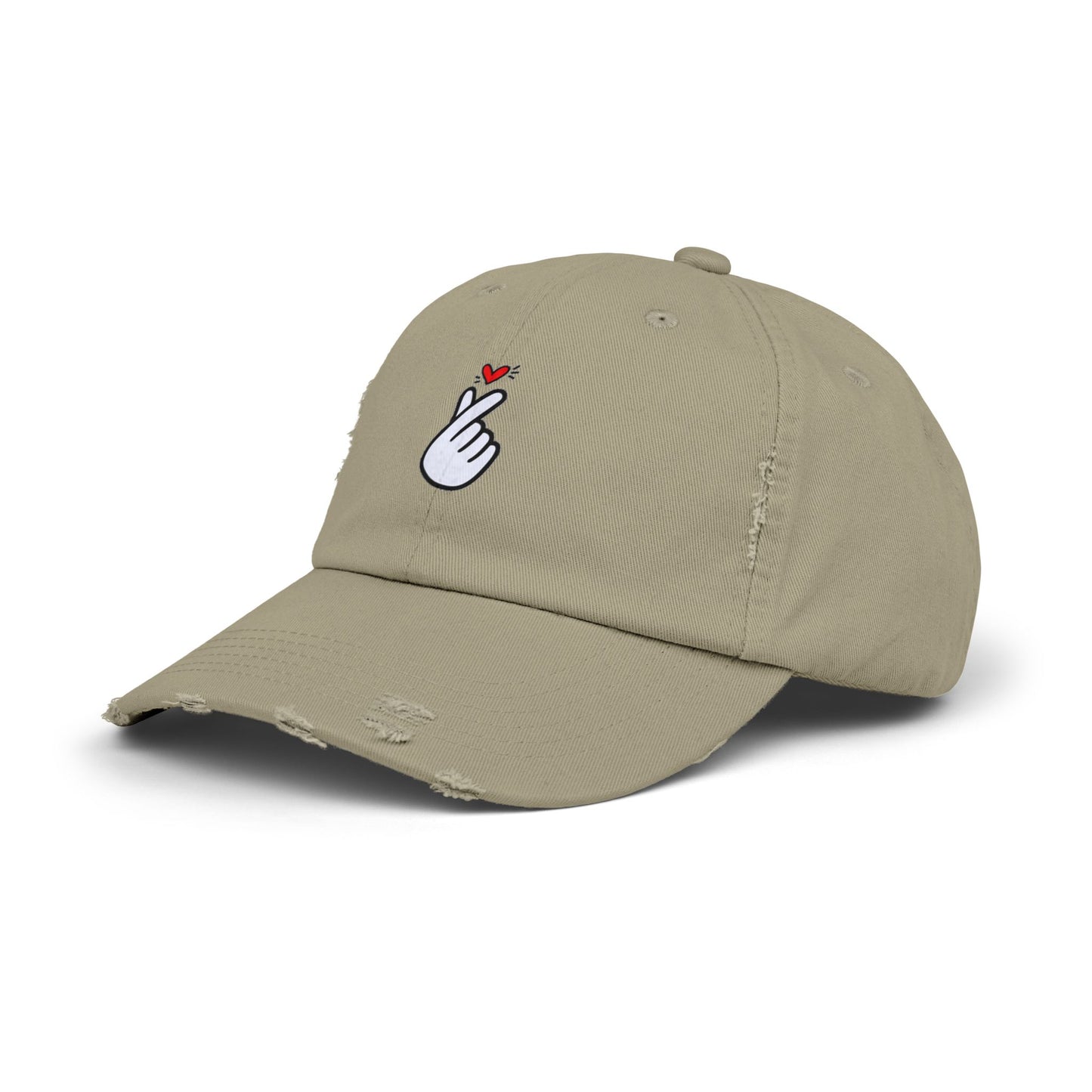 Heart Gesture Vintage Distressed Dad Hat Unisex Adjustable Cotton Twill Baseball Cap for Casual Everyday Wear