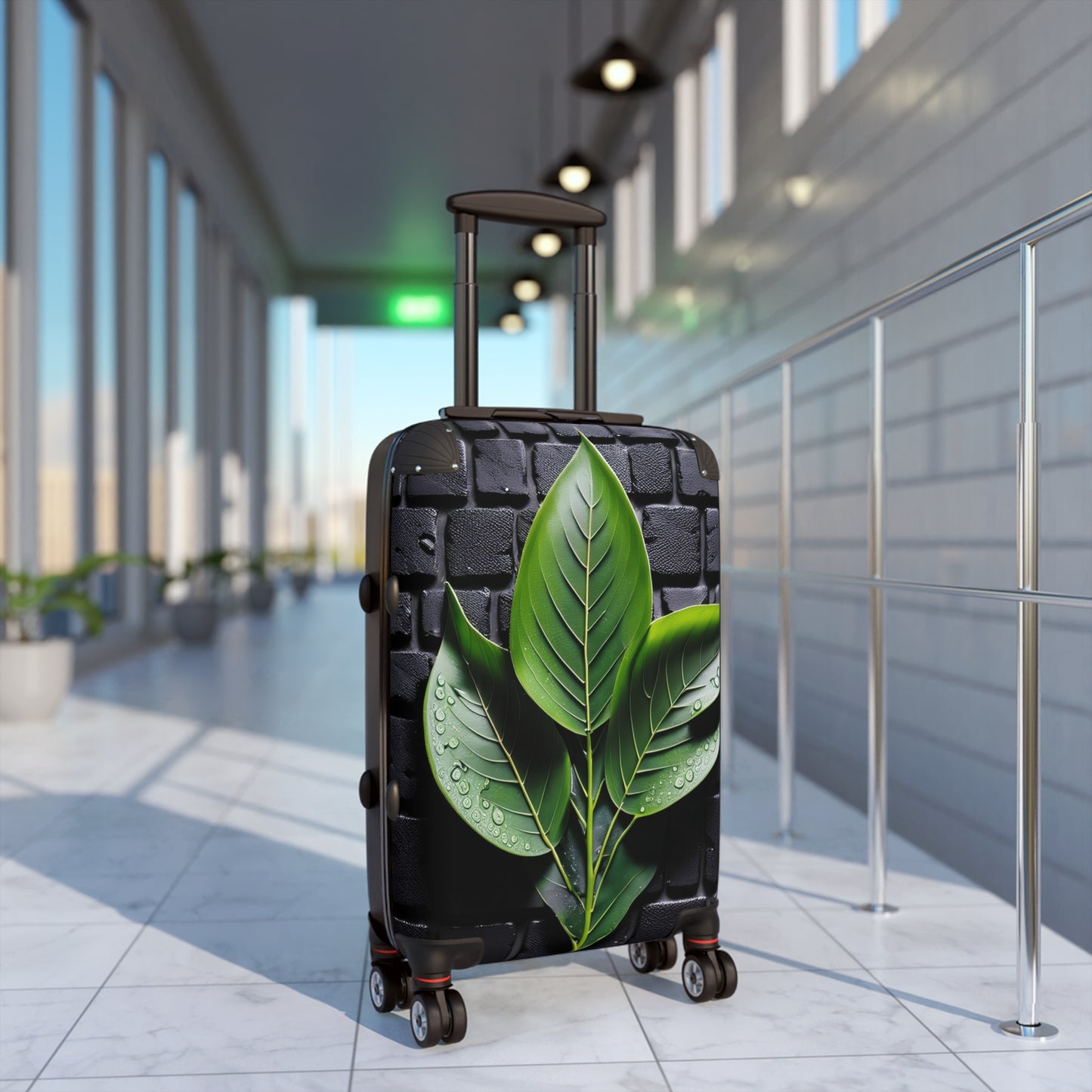 Nature Green Leaves With Water Art Carry-On Suitcase - Stylish Luggage for Travelers