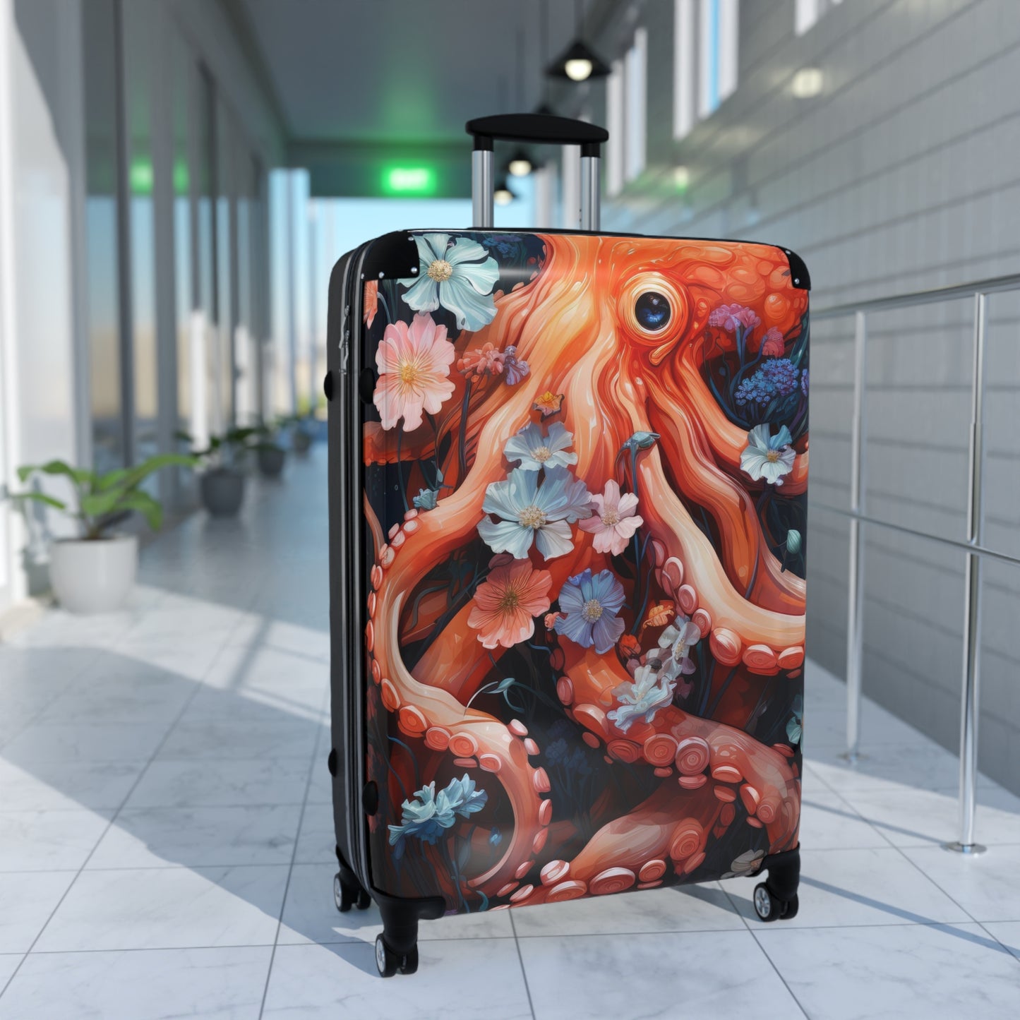Nature Octopus Floral Flowers Art Carry-On Suitcase - Stylish Luggage for Travelers