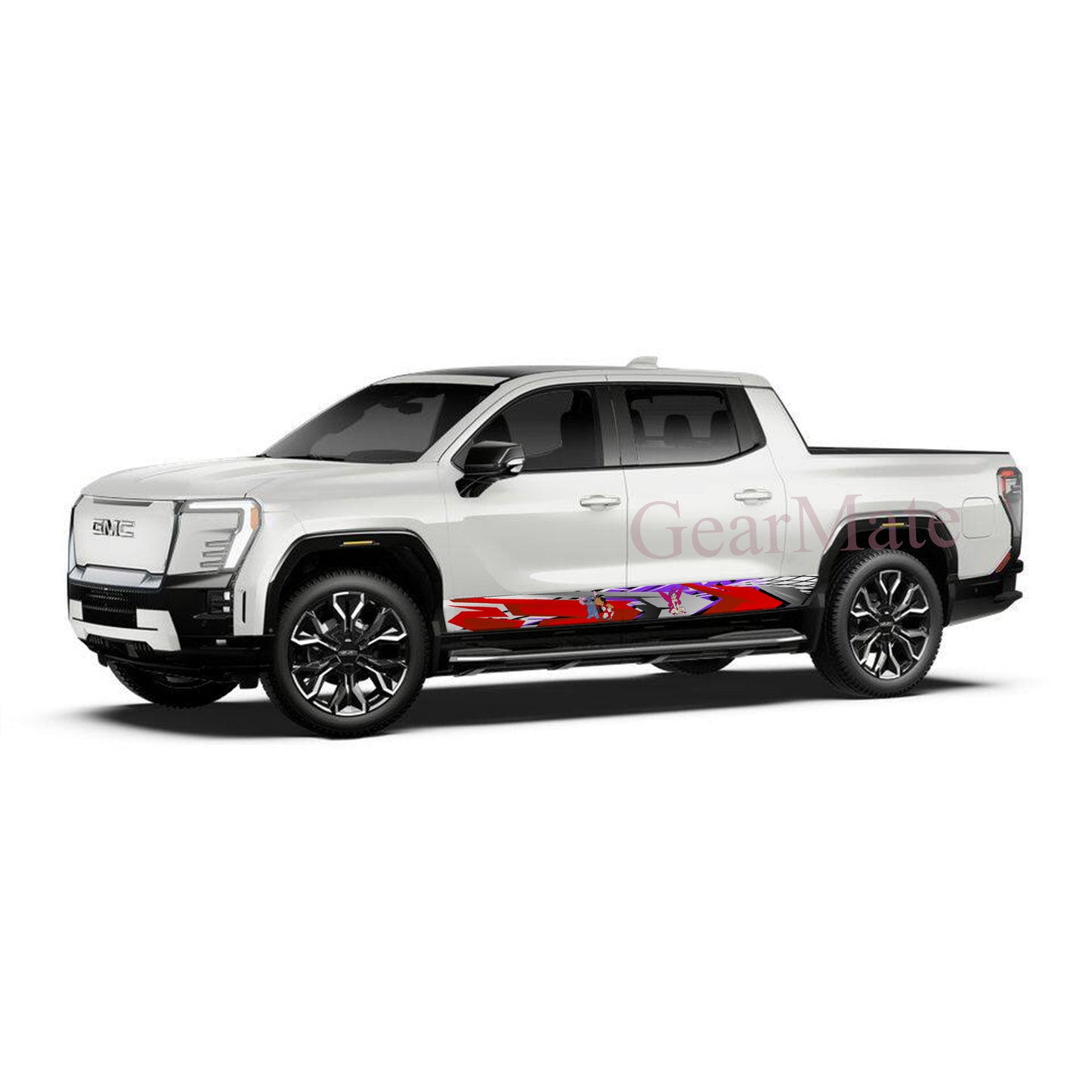 Sport Racing Purple Red Lilo Stitch Rocker Panel Graphic Decal Kit (Left & Right Sides) - High Quality Vinyl for Trucks & SUVs