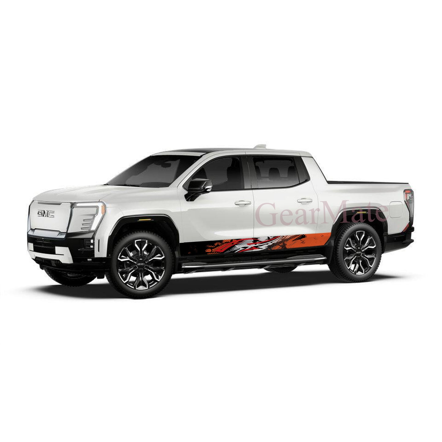 Racing Sport Stripe Orange Rocker Panel Graphic Decal Kit (Left & Right Sides) - High Quality Vinyl for Trucks & SUVs