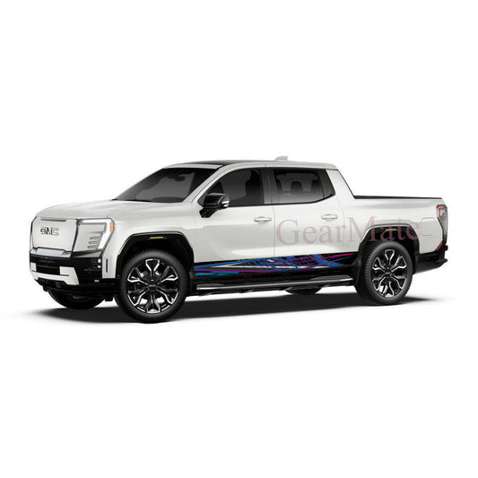 Racing Stripe Paint Blue Rocker Panel Graphic Decal Kit (Left & Right Sides) - High Quality Vinyl for Trucks & SUVs