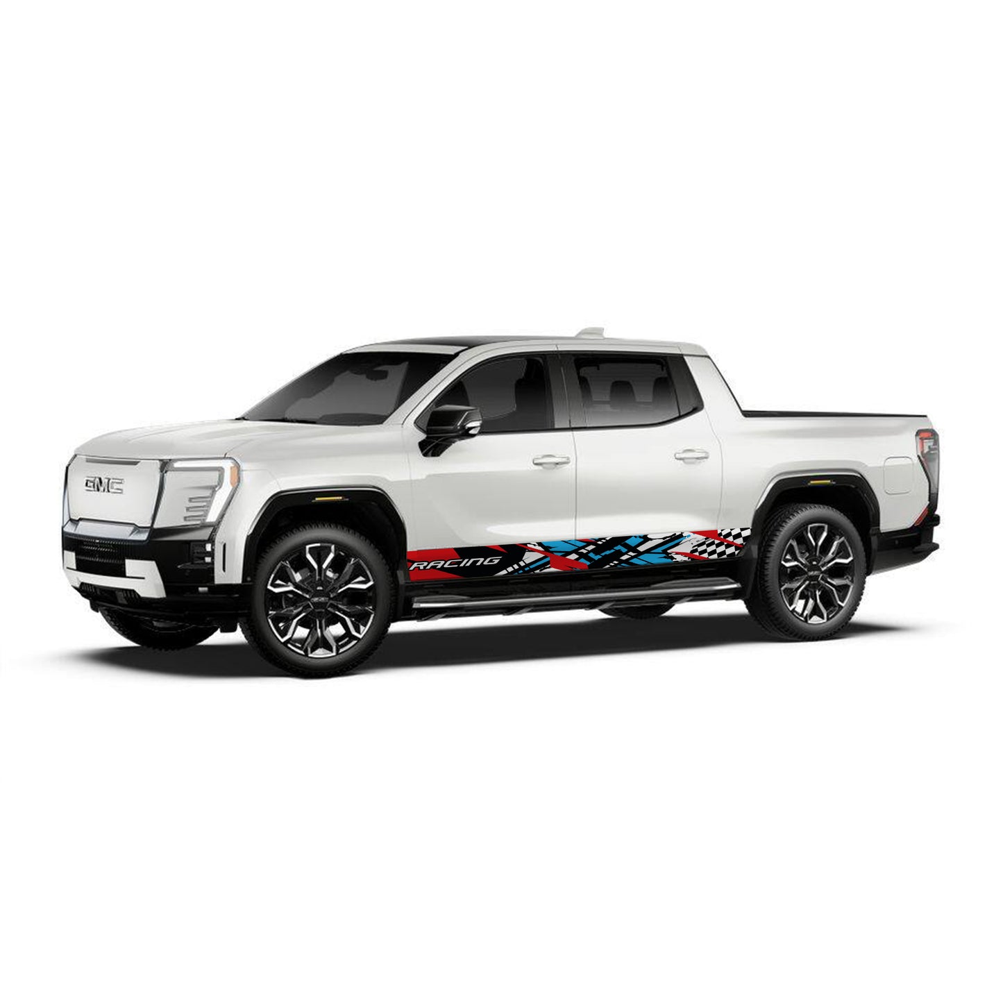 Racing Red Blue Rocker Panel Graphic Decal Kit (Left & Right Sides) - High Quality Vinyl for Trucks & SUVs