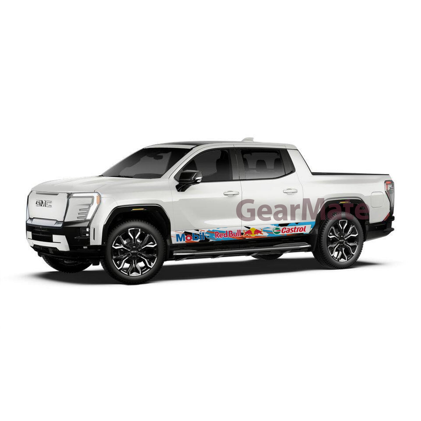 Racing Sky Blue Mobil Castrol Redbull Rocker Panel Graphic Decal Kit (Left & Right Sides) - High Quality Vinyl for Trucks & SUVs