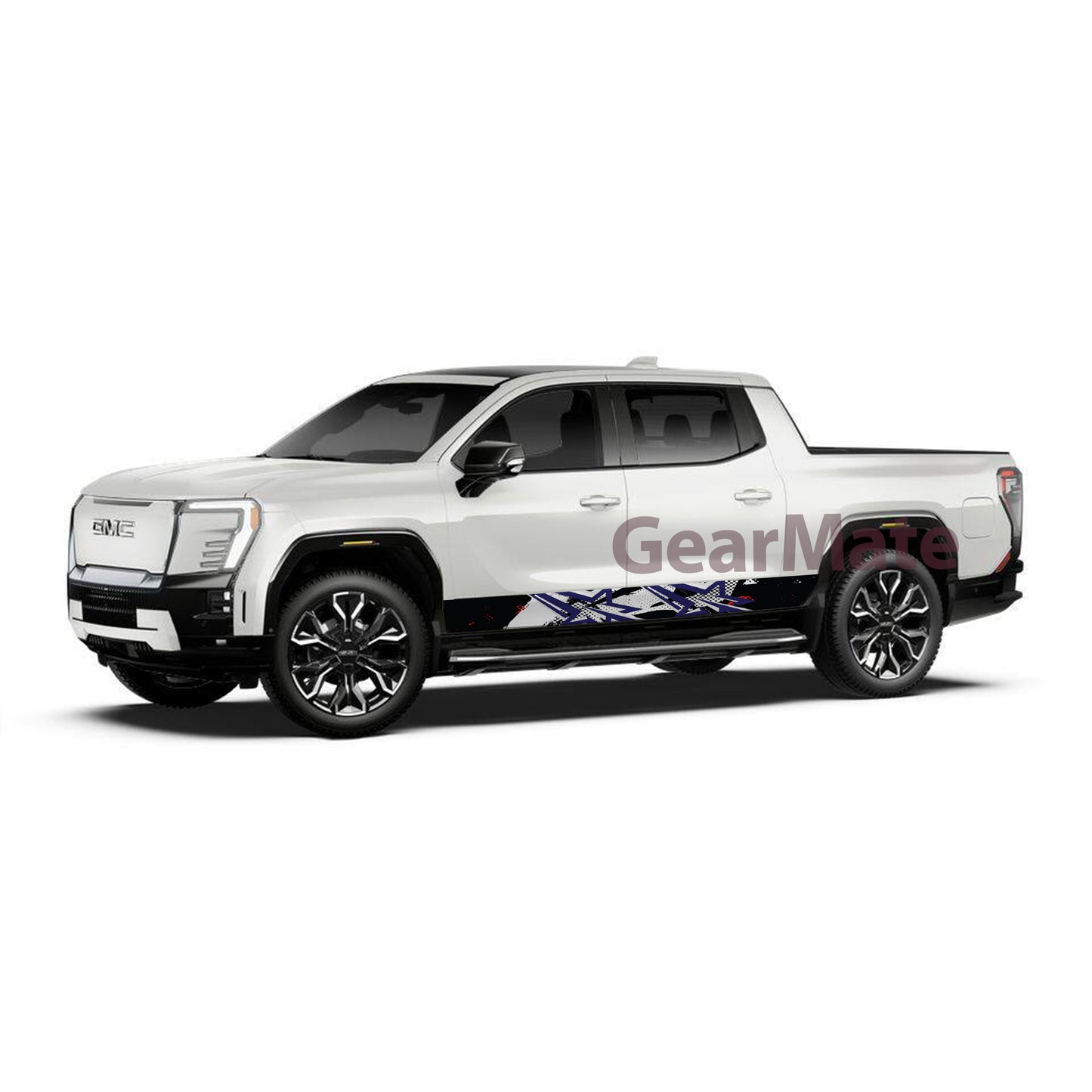 Racing Star White Rocker Panel Graphic Decal Kit (Left & Right Sides) - High Quality Vinyl for Trucks & SUVs