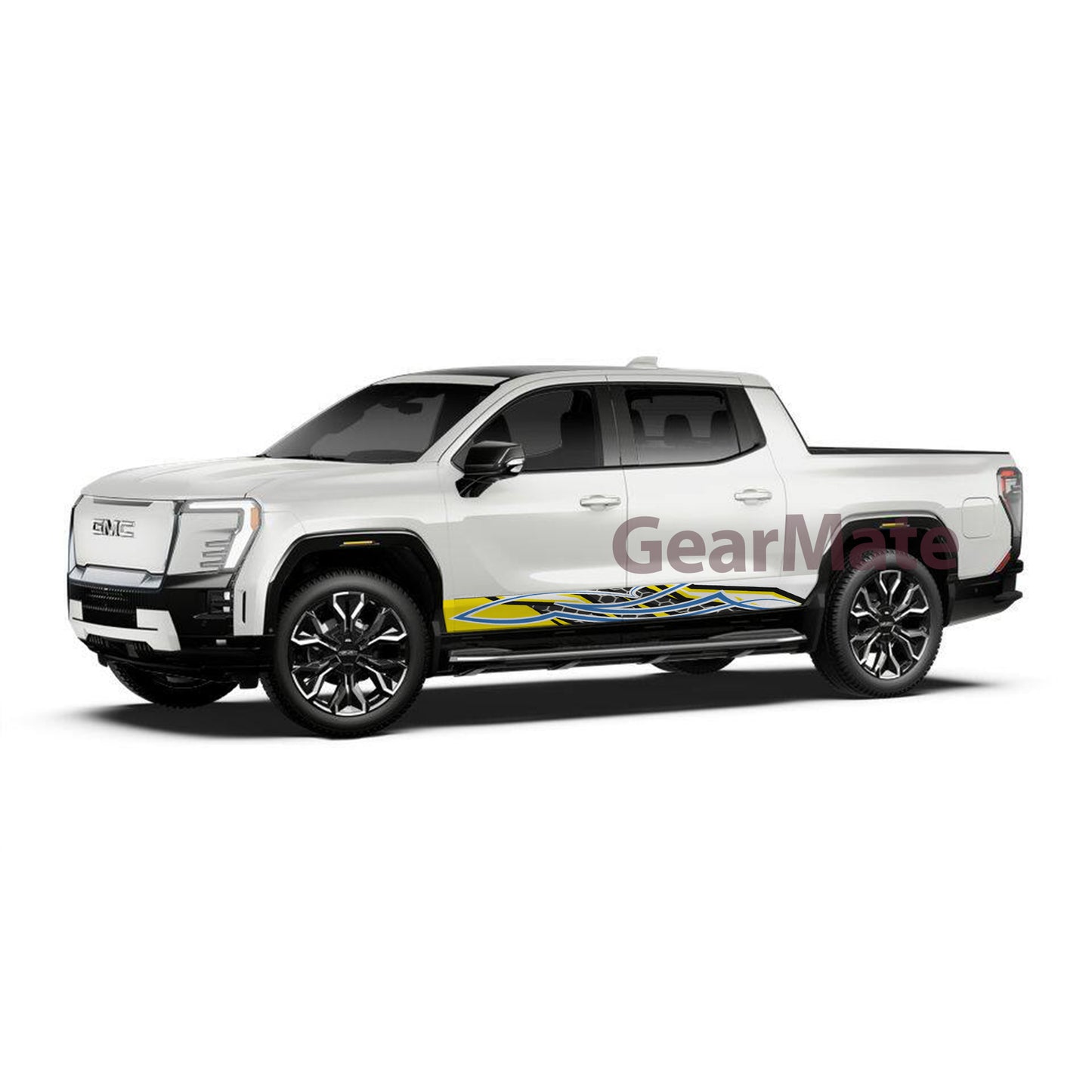 Racing Pinstripe Yellow Blue Rocker Panel Graphic Decal Kit (Left & Right Sides) - High Quality Vinyl for Trucks & SUVs