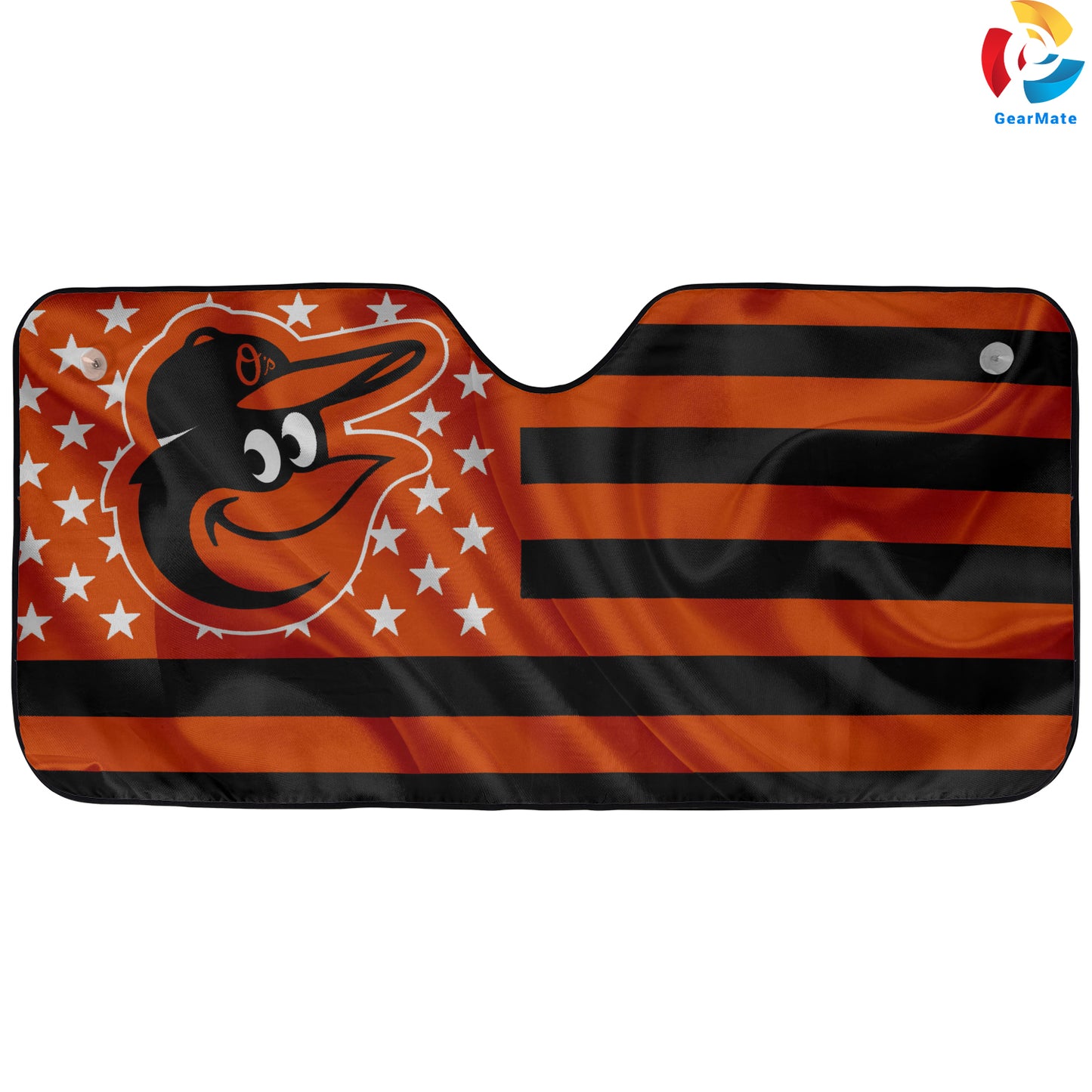 Baltimore Orioles American Flag Reflective Car Sunshade – Premium Heat & UV Protection, Universal Fit