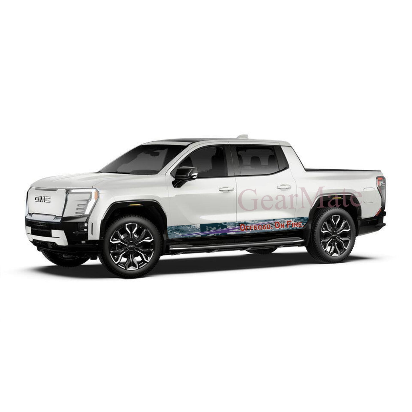 Off Road On Fire Rocker Panel Graphic Decal Kit (Left & Right Sides) - High Quality Vinyl for Trucks & SUVs