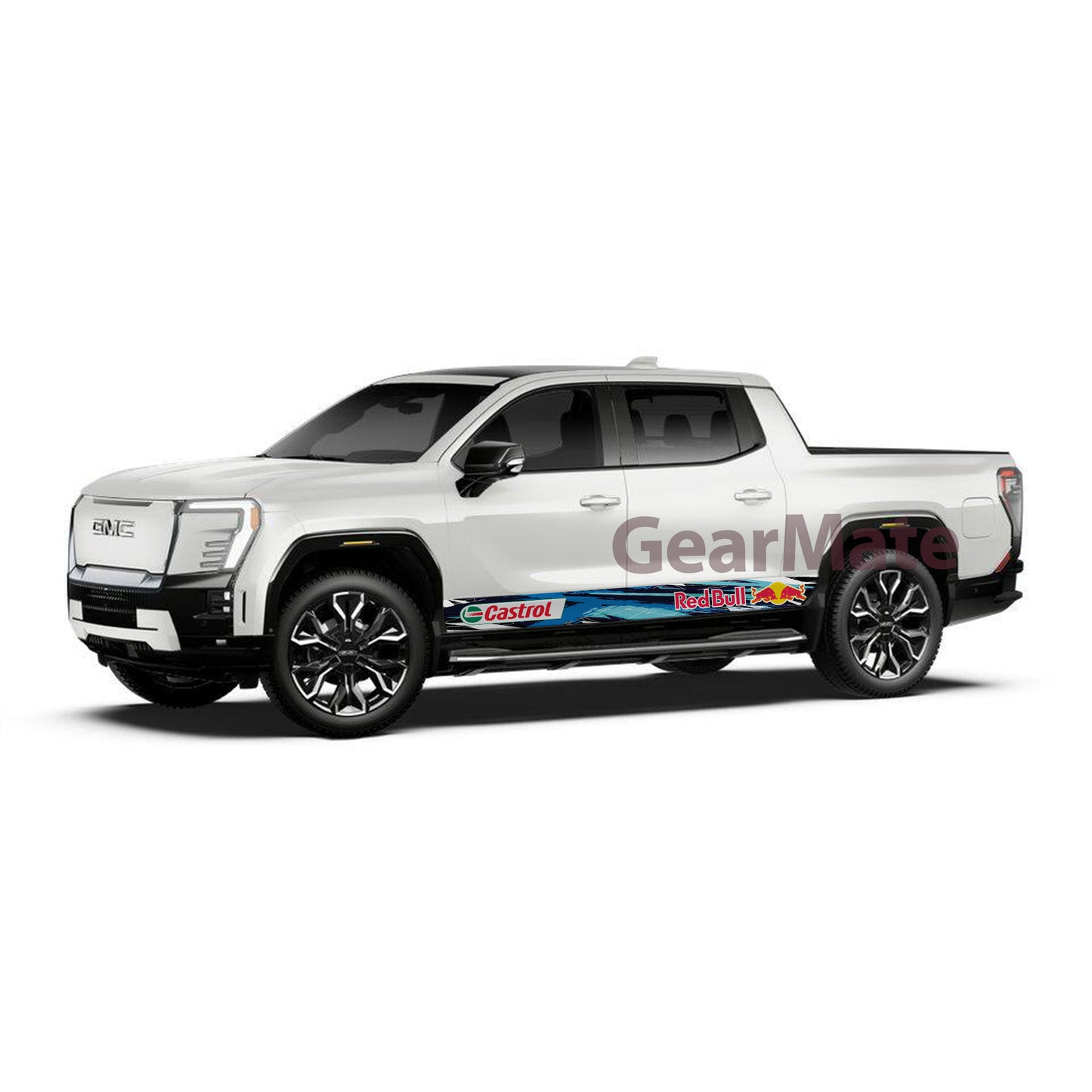 Racing Light Blue Castrol Redbull Rocker Panel Graphic Decal Kit (Left & Right Sides) - High Quality Vinyl for Trucks & SUVs