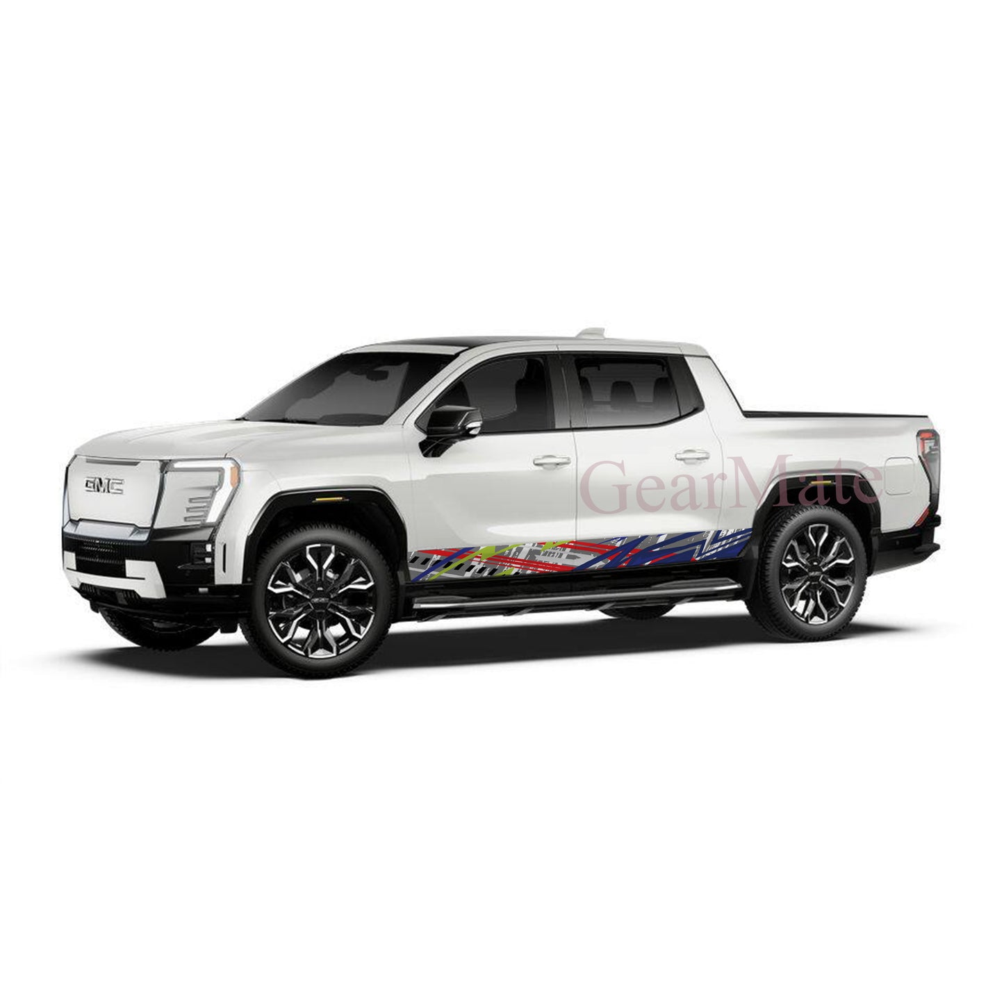 Racing Stripe Blue Red Rocker Panel Graphic Decal Kit (Left & Right Sides) - High Quality Vinyl for Trucks & SUVs