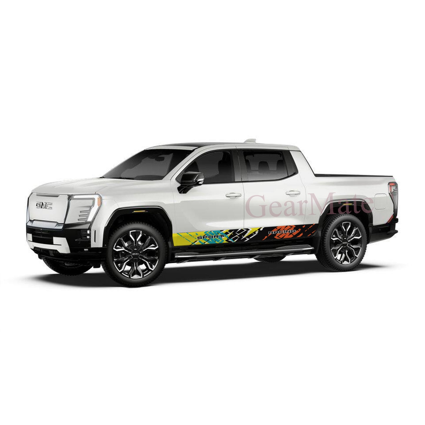 Sport Racing Green Orange Rocker Panel Graphic Decal Kit (Left & Right Sides) - High Quality Vinyl for Trucks & SUVs