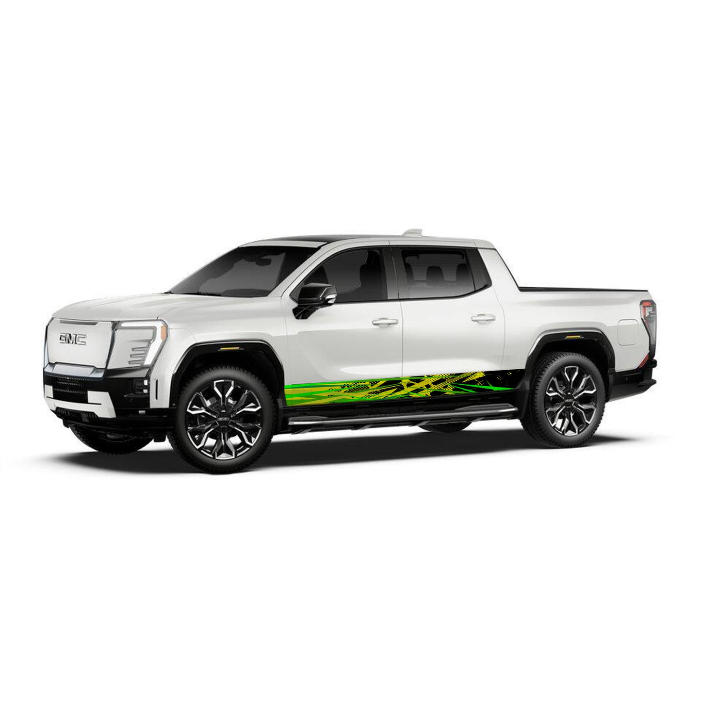 Green Yellow Stripes Rocker Panel Graphic Decal Kit (Left & Right Sides) - High Quality Vinyl for Trucks & SUVs
