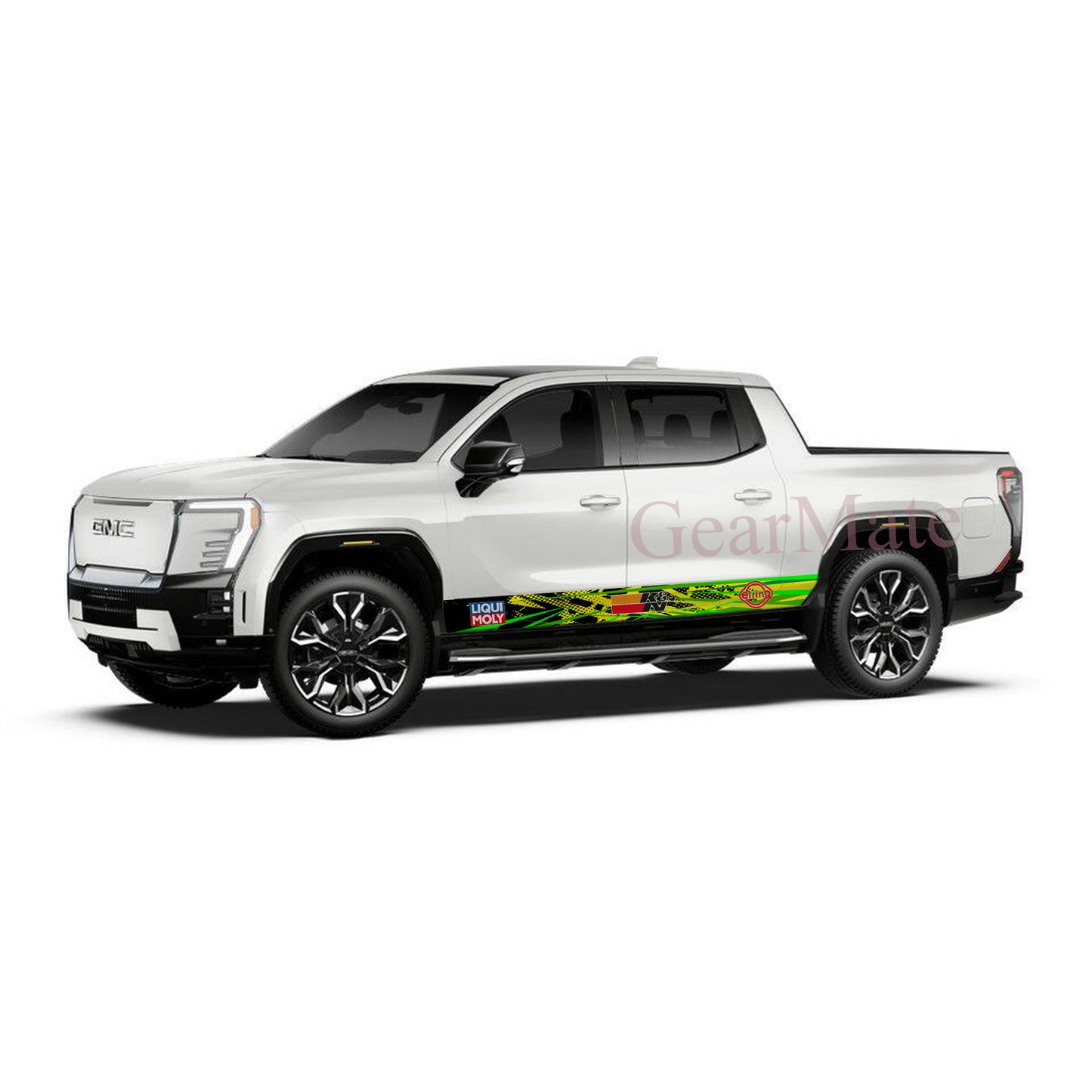 Green Yellow Liqui Moly  Stripes Rocker Panel Graphic Decal Kit (Left & Right Sides) - High Quality Vinyl for Trucks & SUVs