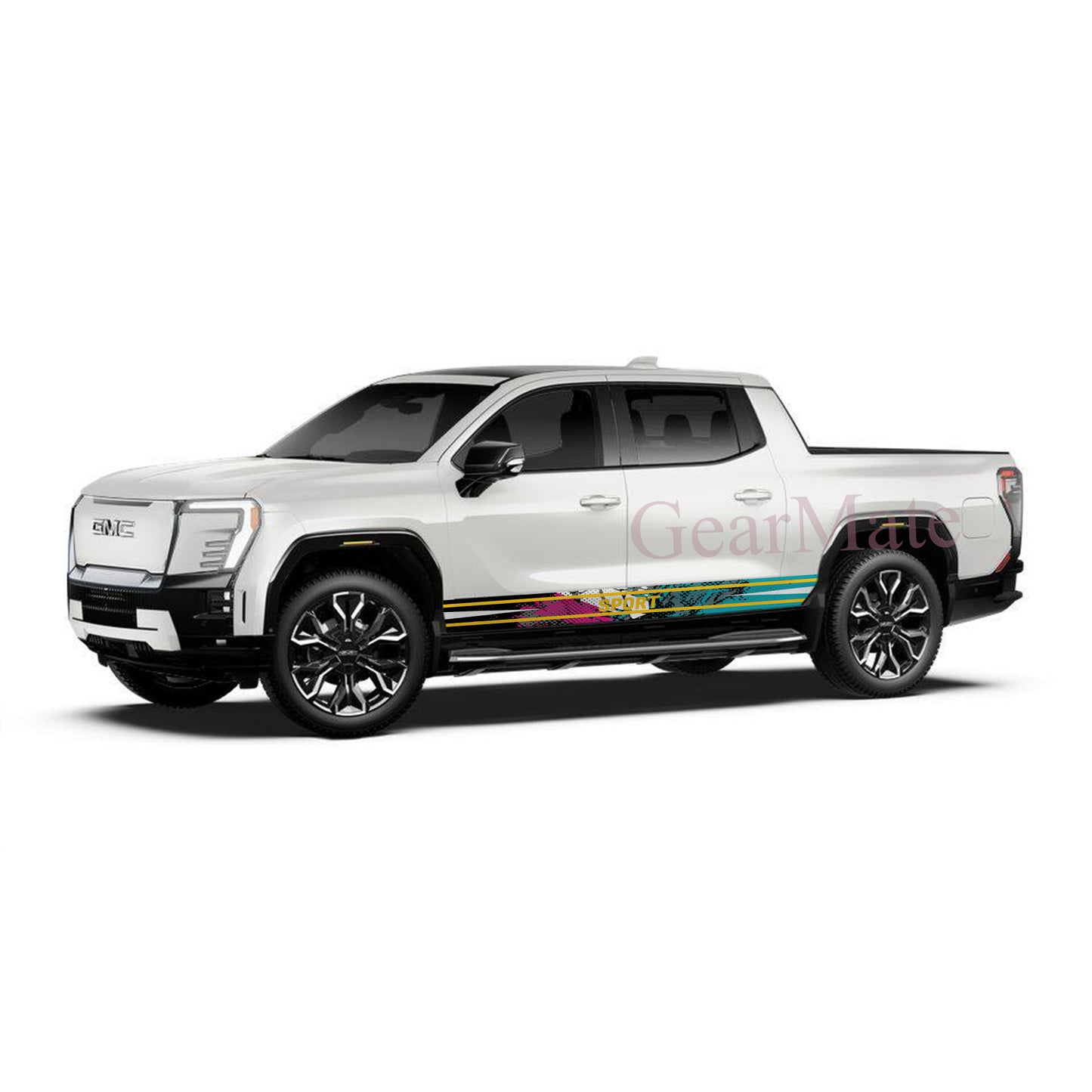 Sport Pink Green Panel Graphic Decal Kit (Left & Right Sides) - High Quality Vinyl for Trucks & SUVs