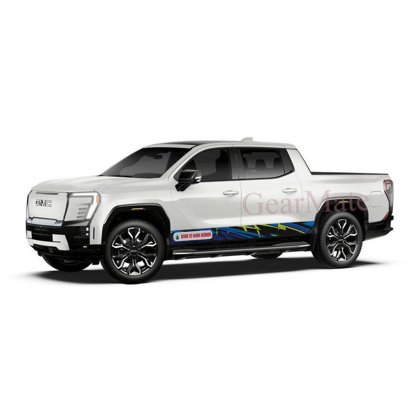 Born To Burn Rubber Rocker Panel Graphic Decal Kit (Left & Right Sides) - High Quality Vinyl for Trucks & SUVs