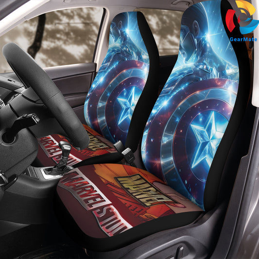 Marvel Captain America Fans Car Seat Covers – High Quality Graphic and Polar Fleece Protector Set