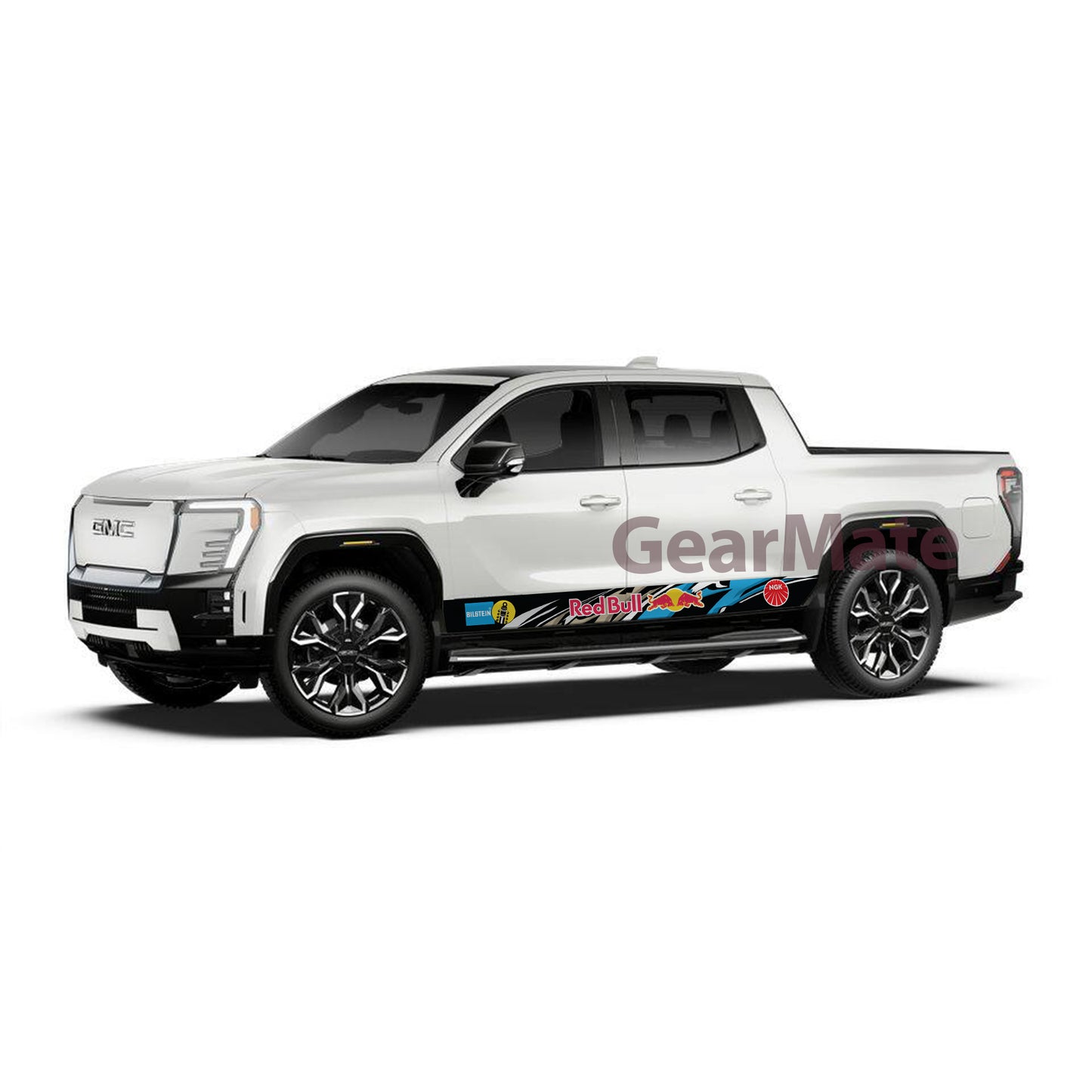 Racing Blue Red Bull Rocker Panel Graphic Decal Kit (Left & Right Sides) - High Quality Vinyl for Trucks & SUVs