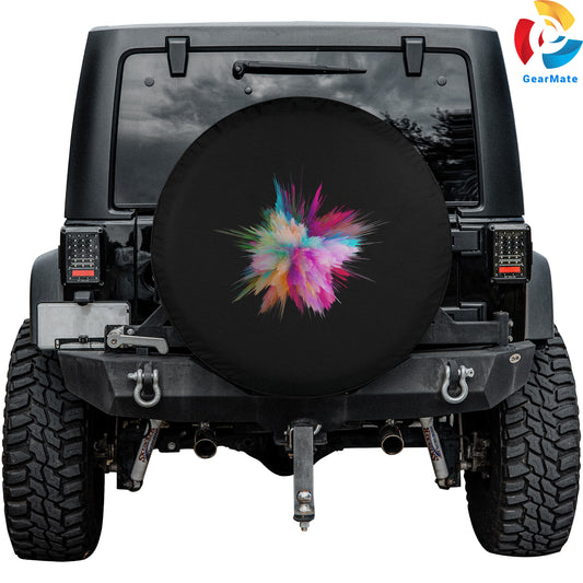 Color Burst Colorful Explosion Spare Tire Cover – Premium Waterproof UV Resistant Protector