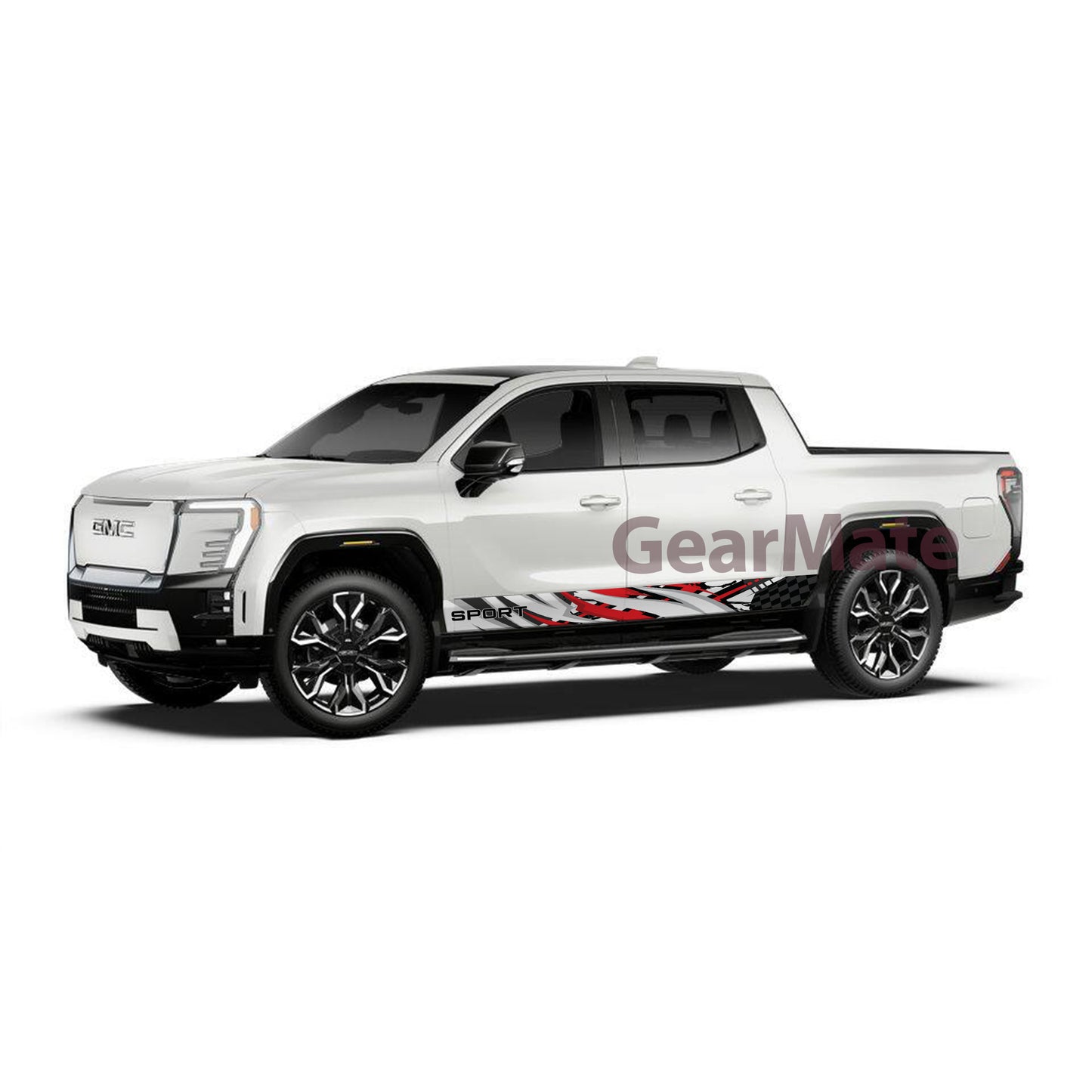 Sport White Red Rocker Panel Graphic Decal Kit (Left & Right Sides) - High Quality Vinyl for Trucks & SUVs