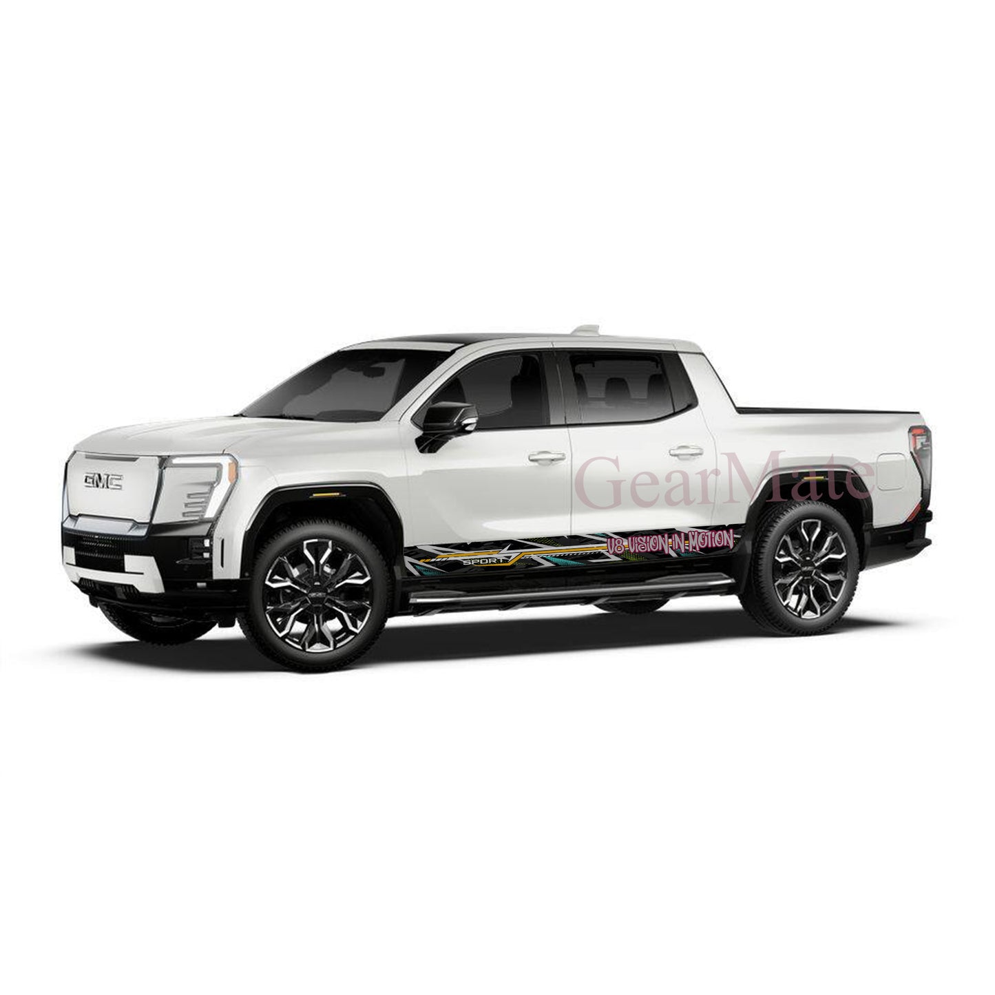 V8 Vision in Motion Rocker Panel Graphic Decal Kit (Left & Right Sides) - High Quality Vinyl for Trucks & SUVs