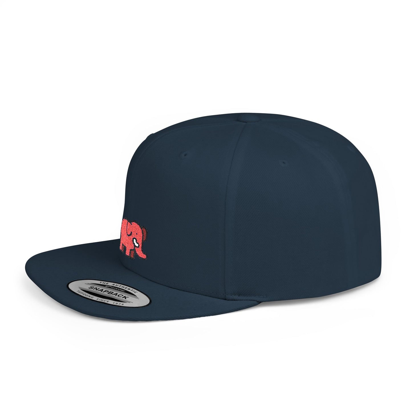 Icons Embroidered Red Elephant Flat Bill Snapback – Lightweight, Custom Fit, Premium Quality