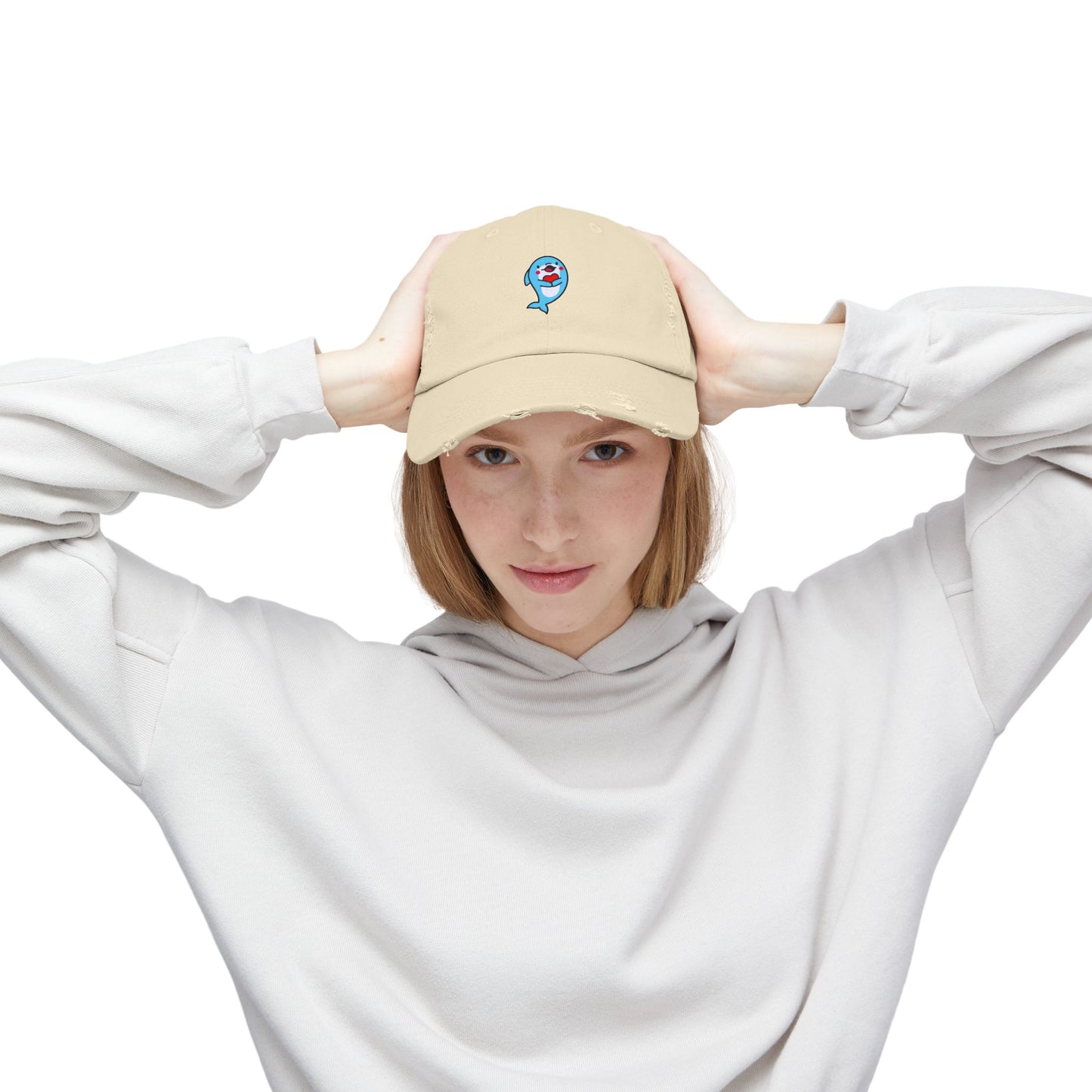 Dolphin Vintage Distressed Dad Hat Unisex Adjustable Cotton Twill Baseball Cap for Casual Everyday Wear