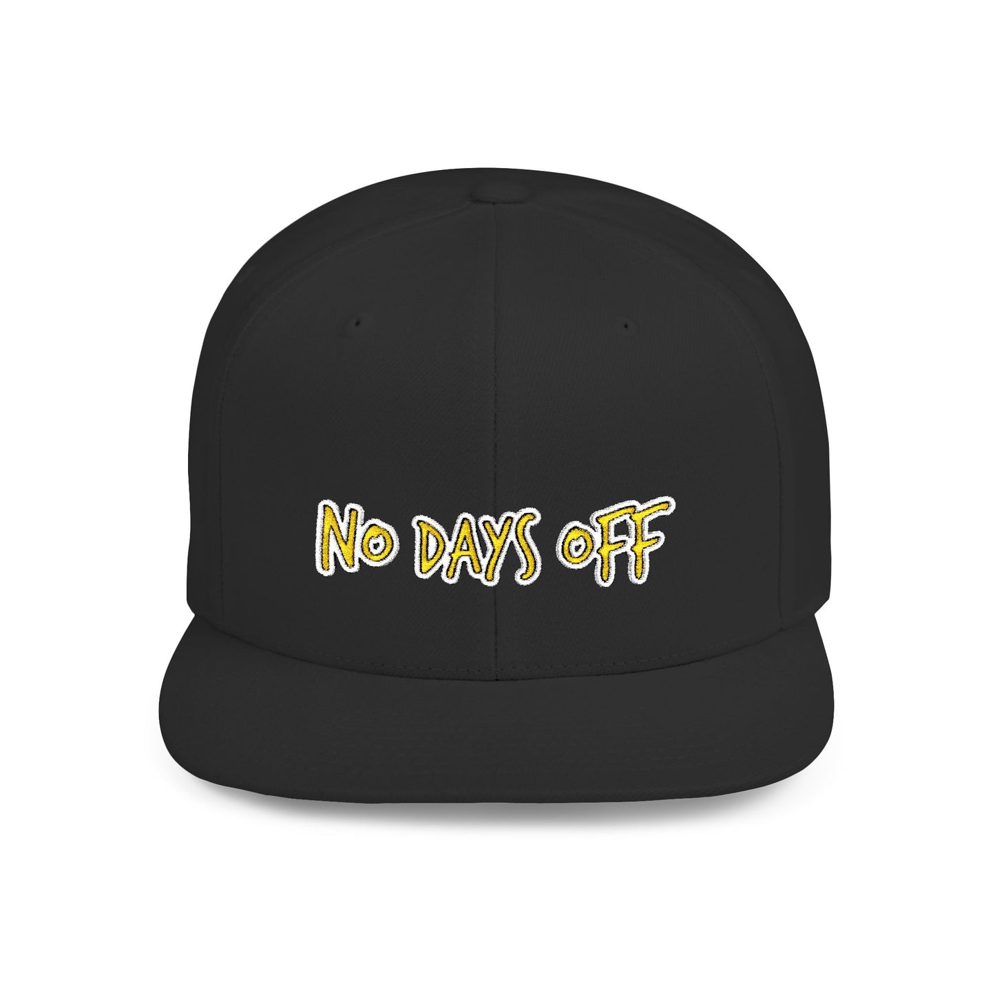 Text No Days Off Flat Bill Snapback – Lightweight, Custom Fit, Premium Quality