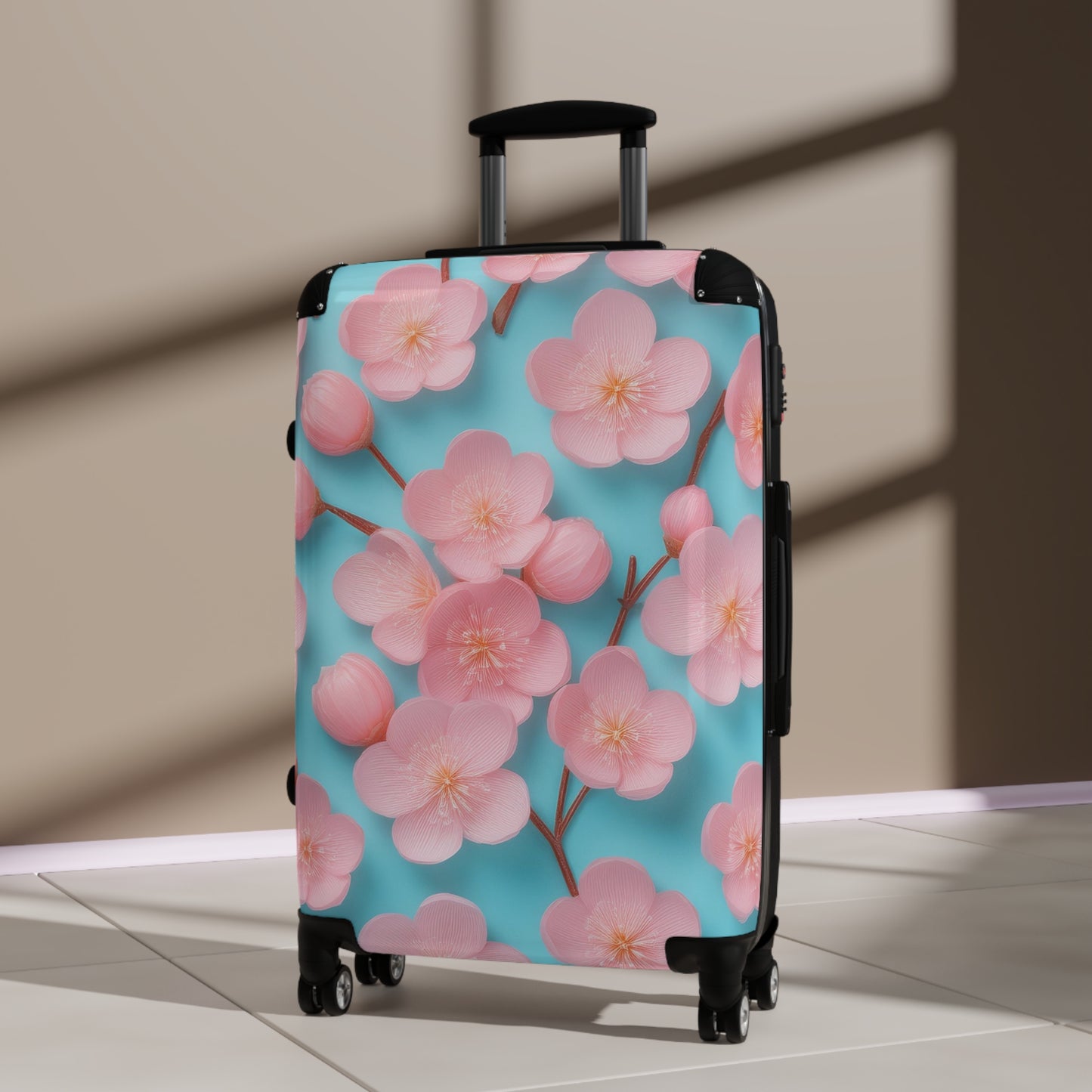 Nature Flowers Floral Pink Background Art Carry-On Suitcase - Stylish Luggage for Travelers