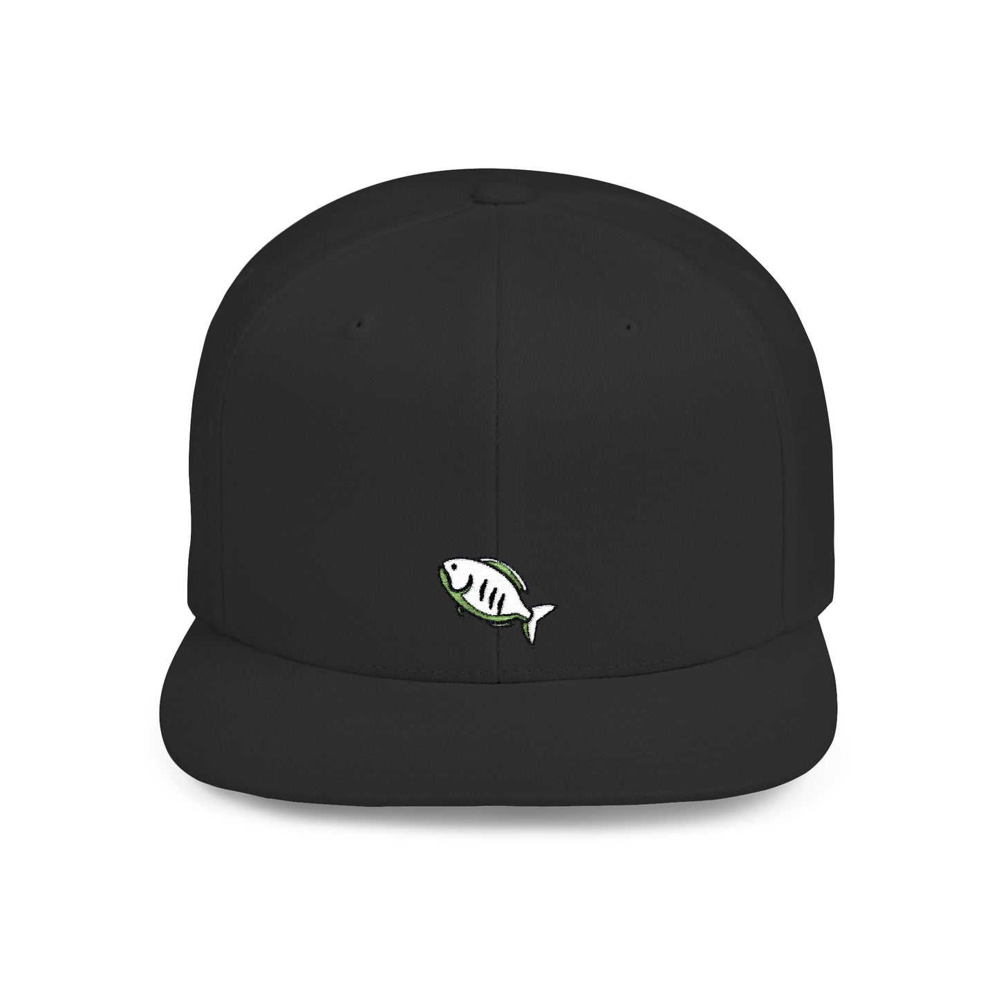 Icons Embroidered White Fish Flat Bill Snapback – Lightweight, Custom Fit, Premium Quality