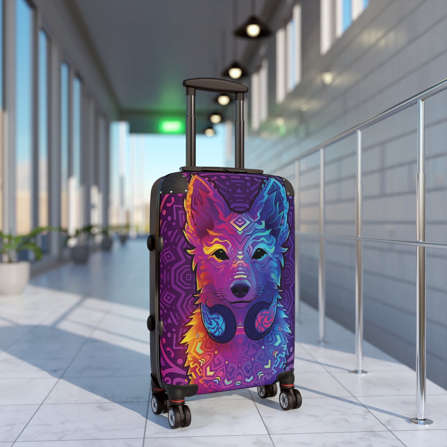 Abstract Dog DJ Digital Art Carry-On Suitcase - Stylish Luggage for Travelers