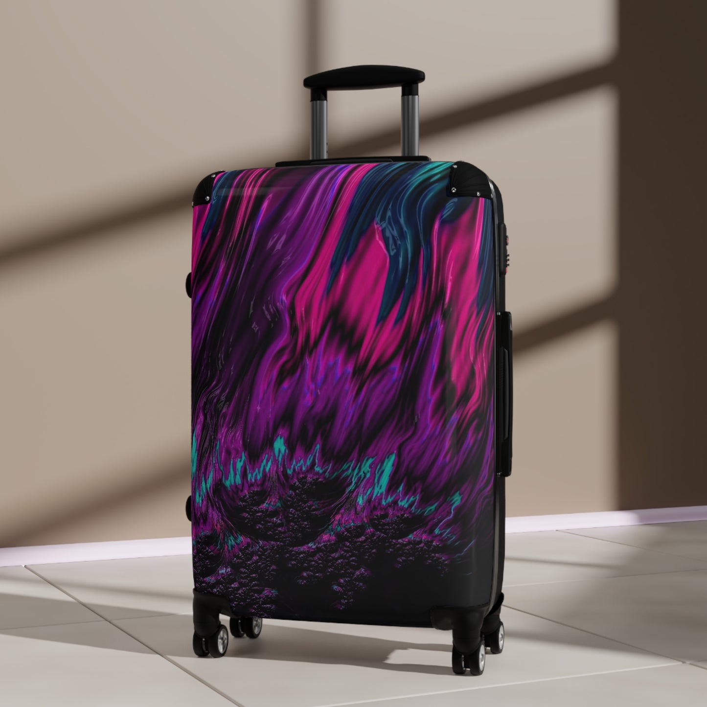 Abstract Colorful Liquid Flow Art Carry-On Suitcase - Stylish Luggage for Travelers