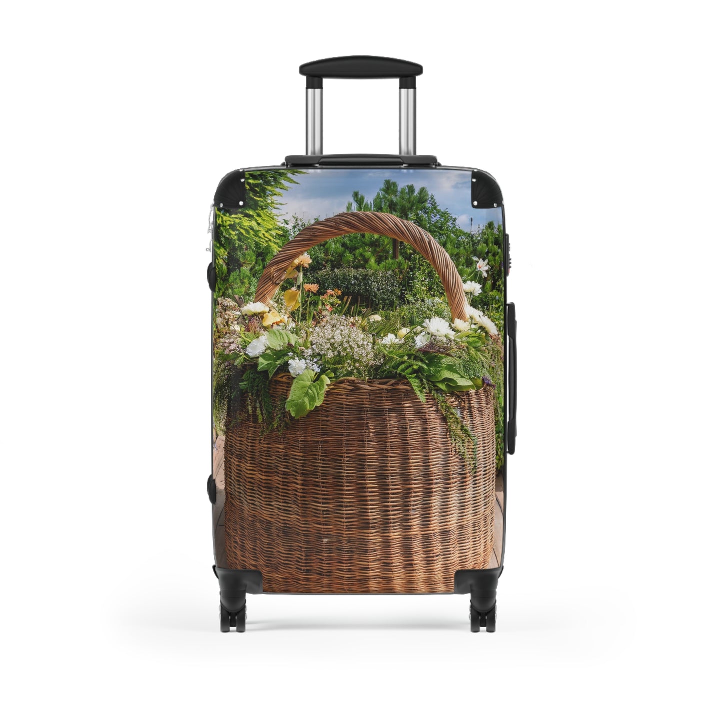 Nature Flowers Floral Wicker Basket Art Carry-On Suitcase - Stylish Luggage for Travelers