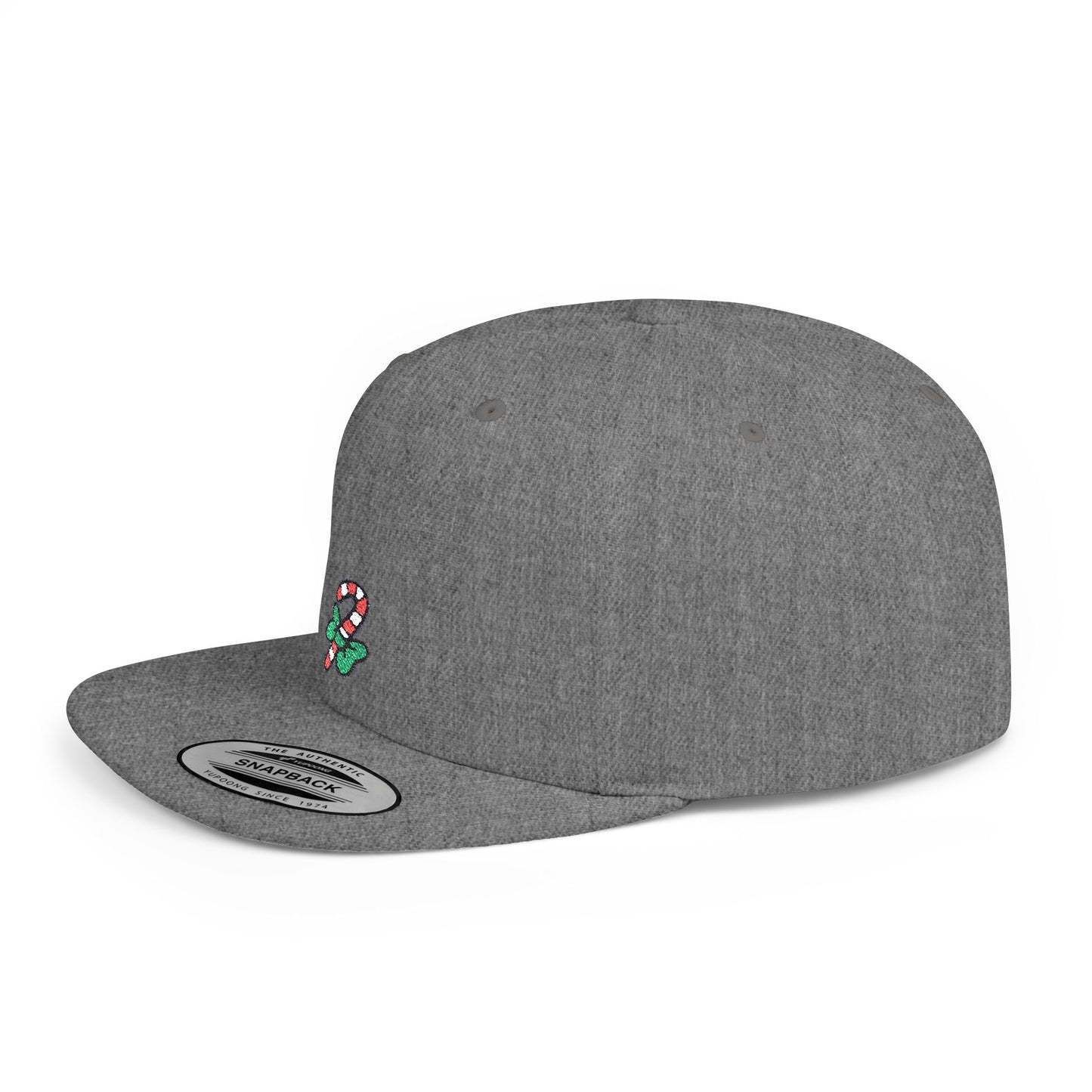 Icons Embroidered Candy Christmas Flat Bill Snapback – Lightweight, Custom Fit, Premium Quality