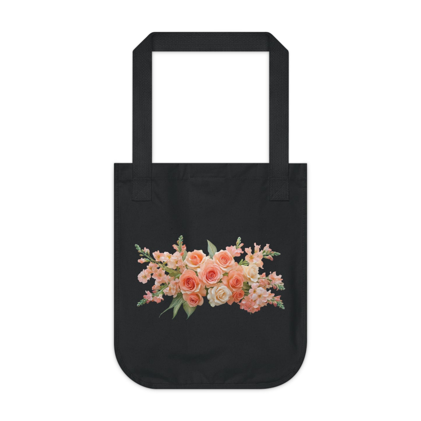 Flowers Peach Rose Floral Organic Canvas Tote Bag - Eco-Friendly Carryall for Everyday Use
