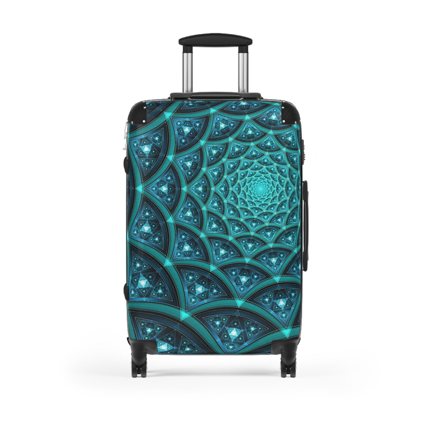 Abstract Fractal Teal Carry-On Suitcase - Stylish Luggage for Travelers