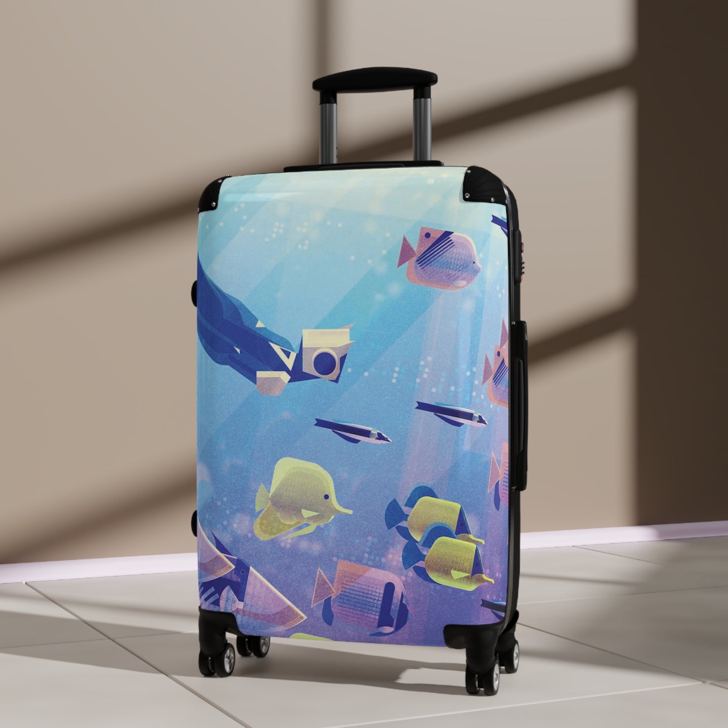 Abstract Underwater Fish Art Carry-On Suitcase - Stylish Luggage for Travelers