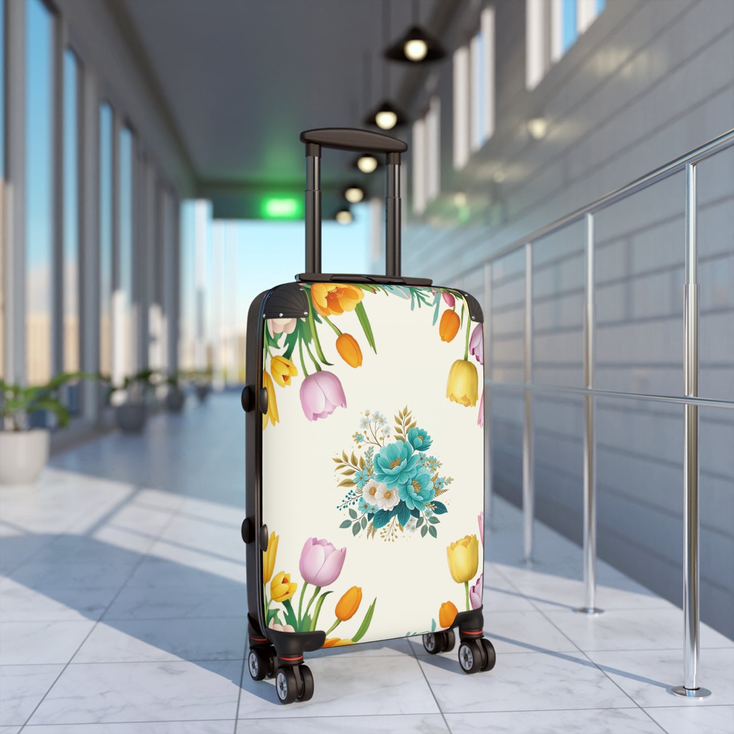 Nature Flowers Floral Blue Tulip Background Art Carry-On Suitcase - Stylish Luggage for Travelers