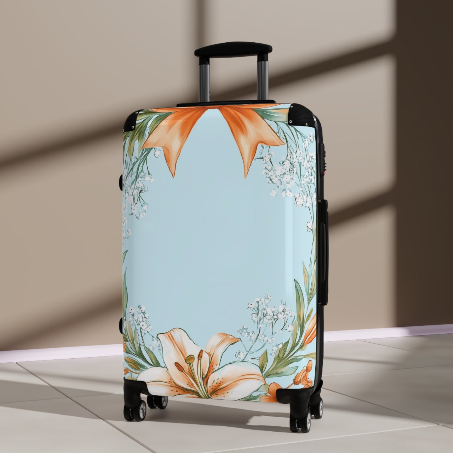 Nature Flowers Floral Lily Bow Carry-On Suitcase - Stylish Luggage for Travelers