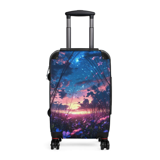 Nature Flowers Floral Vibrant Twilight Scene Art Carry-On Suitcase - Stylish Luggage for Travelers