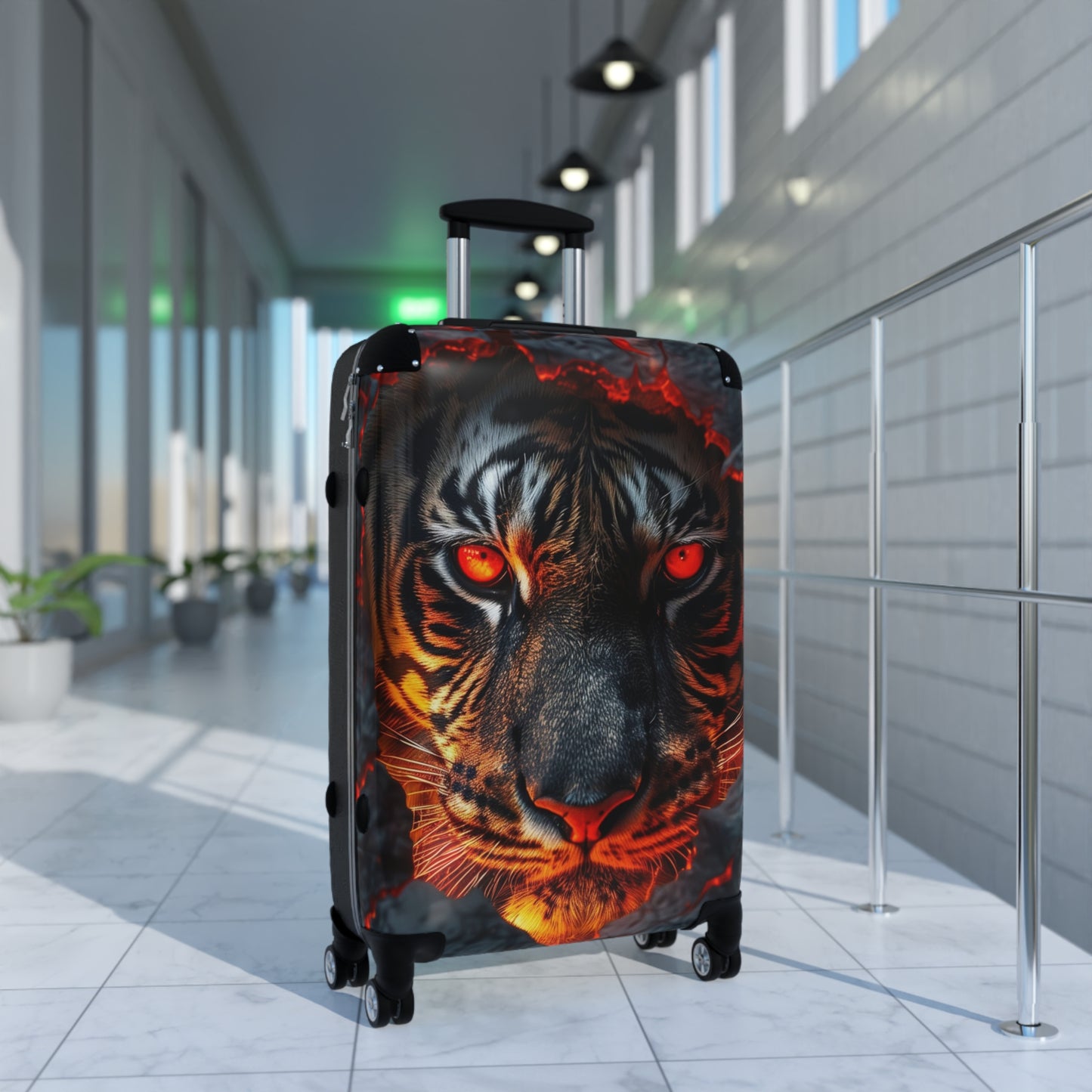 Animals Fire Tiger Face Carry-On Suitcase - Stylish Luggage for Travelers