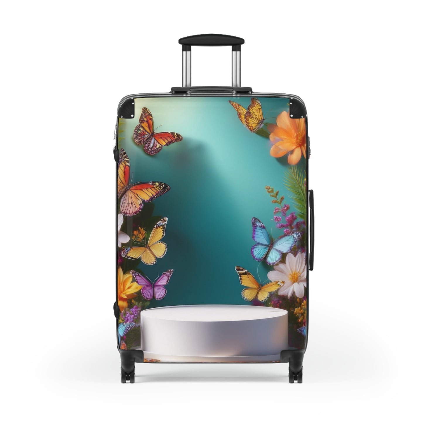Nature Butterflies Flower On White Art Carry-On Suitcase - Stylish Luggage for Travelers