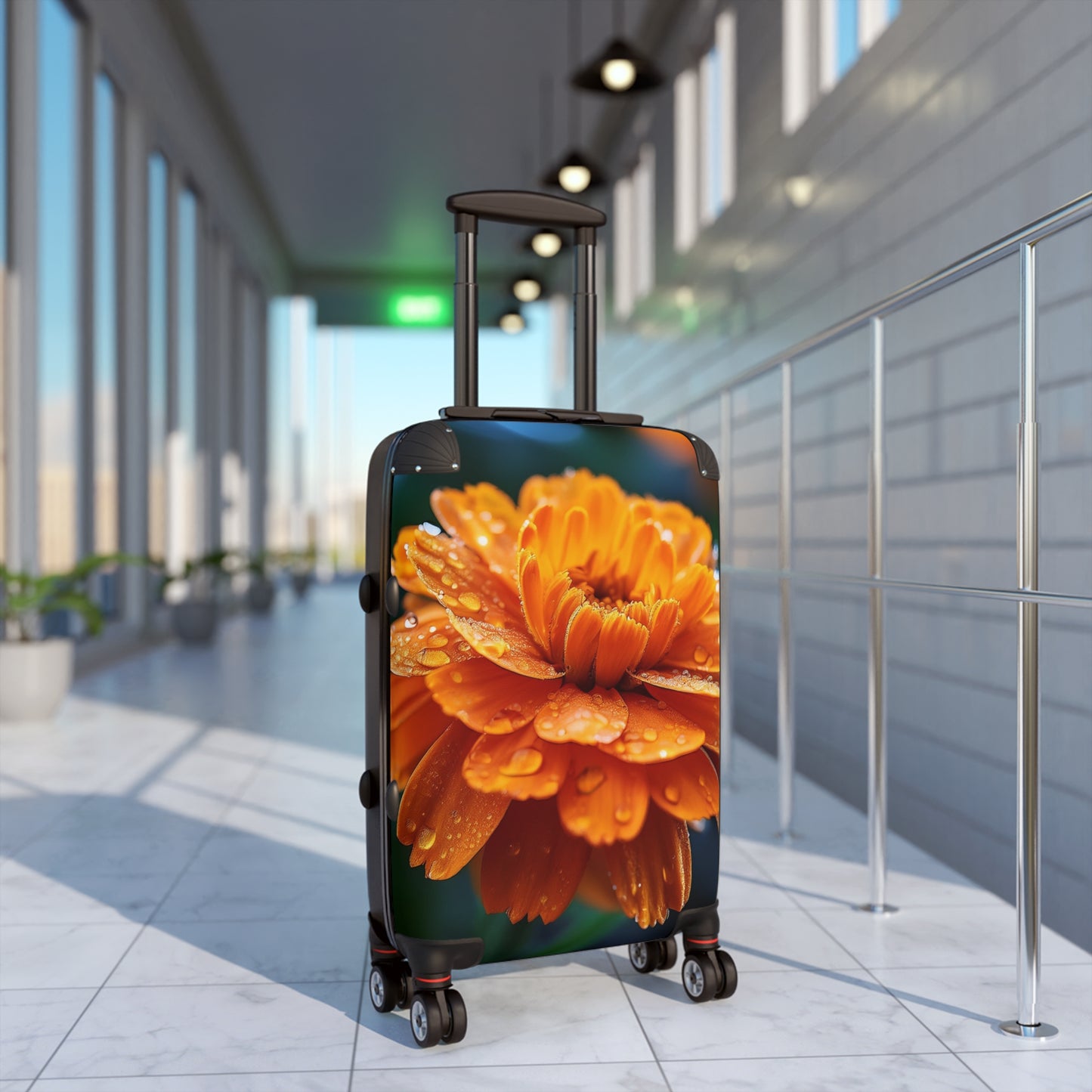 Nature Flowers Floral Orange Flower With Dew Drops Art Carry-On Suitcase - Stylish Luggage for Travelers