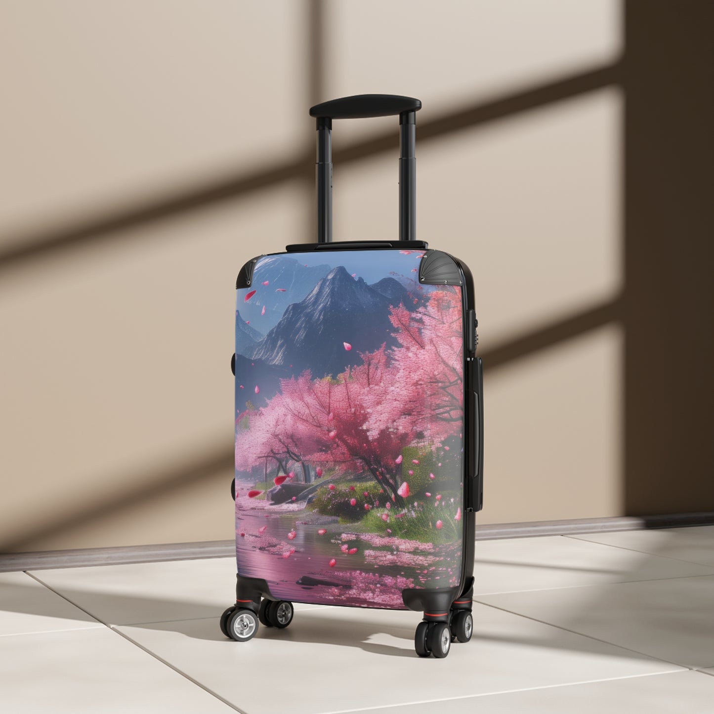 Nature Cherry Blossom Mountains Art Carry-On Suitcase - Stylish Luggage for Travelers